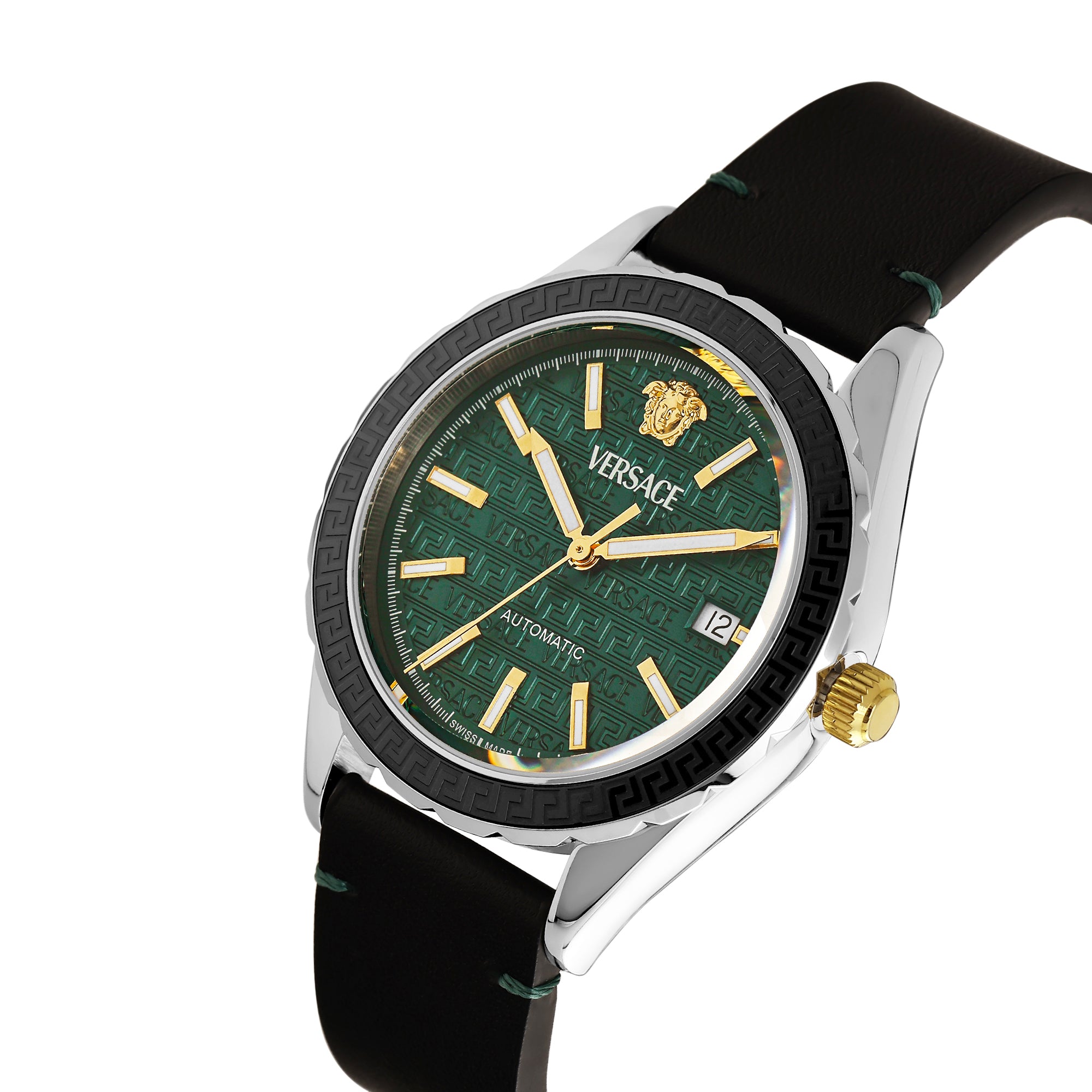 Versace Hellenyium Auto Green Round Quartz Men Watch Watch Versace