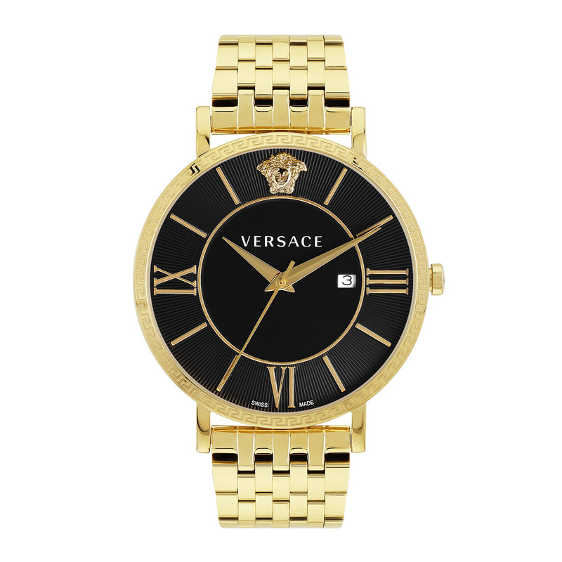 Versace V-Eternal Gent Date Black Round Quartz Men Watch Watch Versace