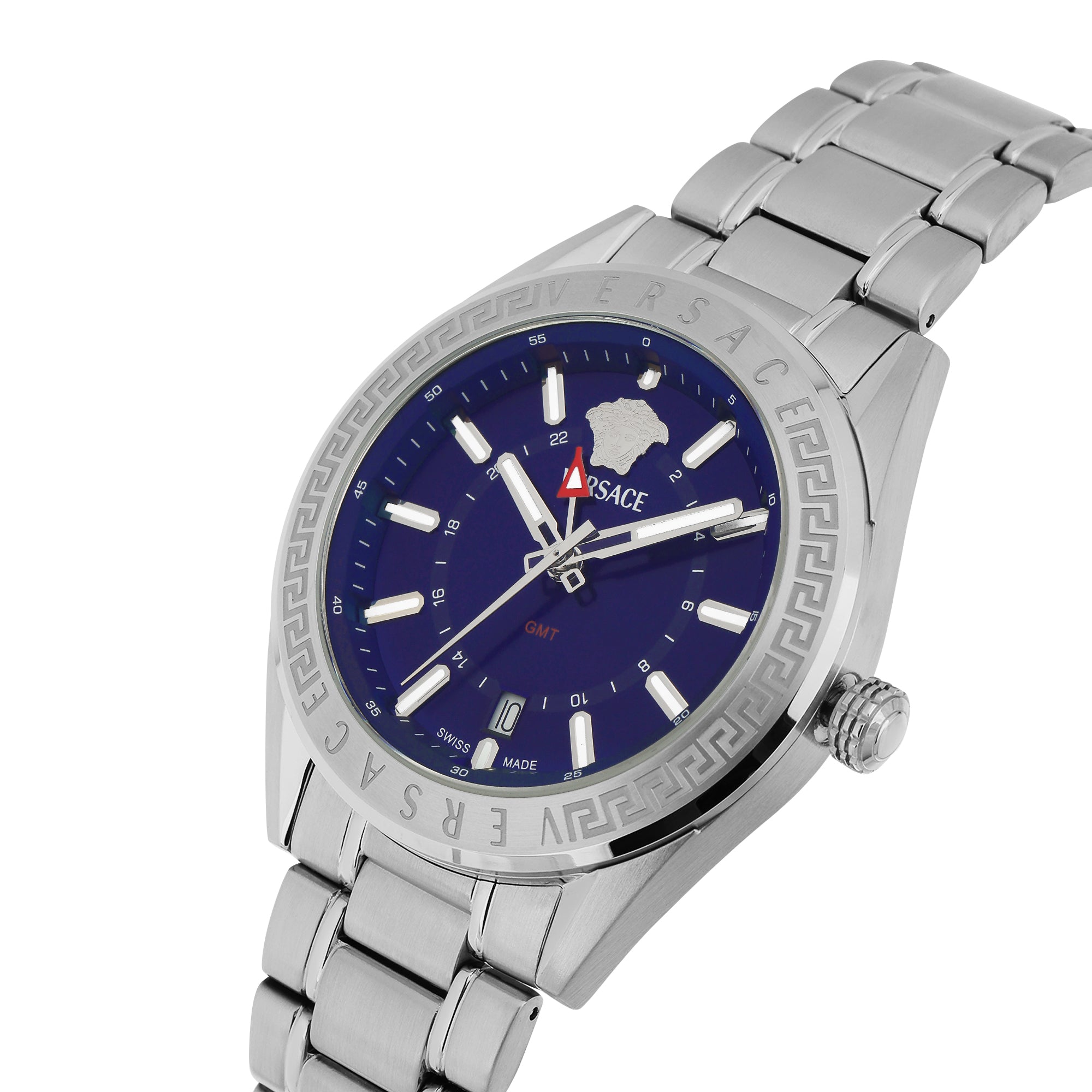 Versace V-Code Gmt Special Blue Round Quartz Men Watch Watch Versace