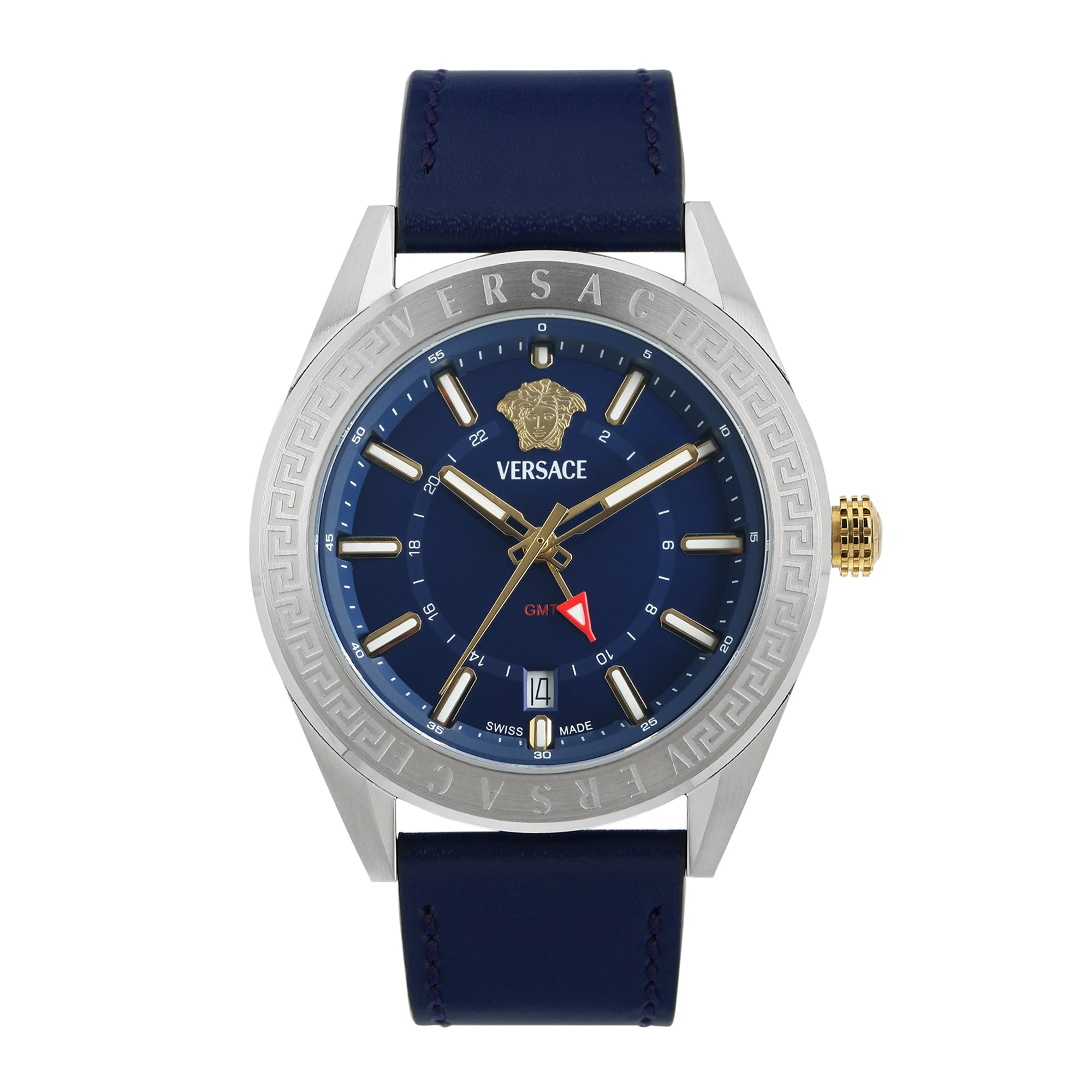 Versace V-Code Gmt Special Blue Round Quartz Men Watch