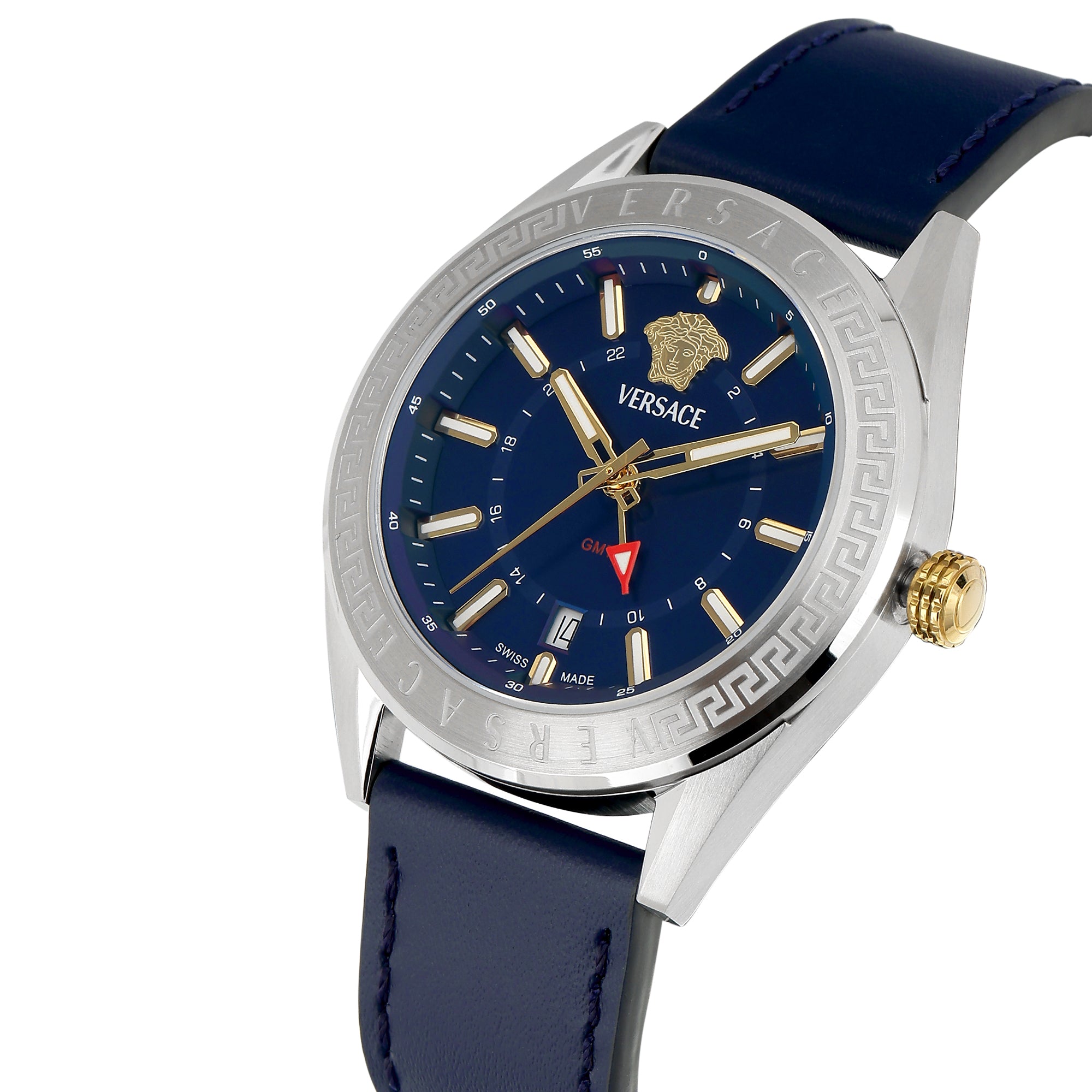 Versace V-Code Gmt Special Blue Round Quartz Men Watch