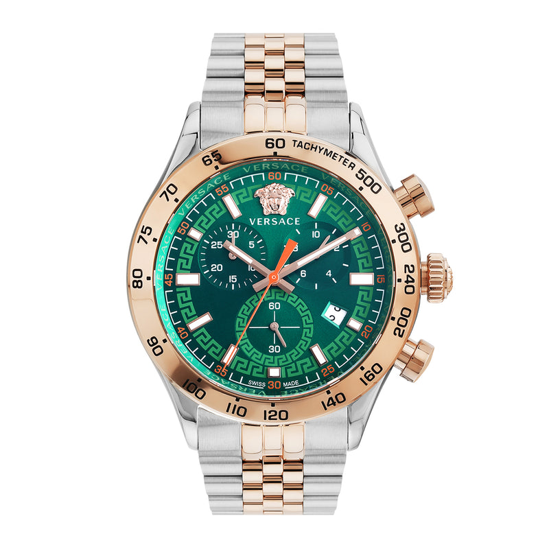 Versace Hellenyium Chr. Green Round Quartz Men Watch Watch Versace