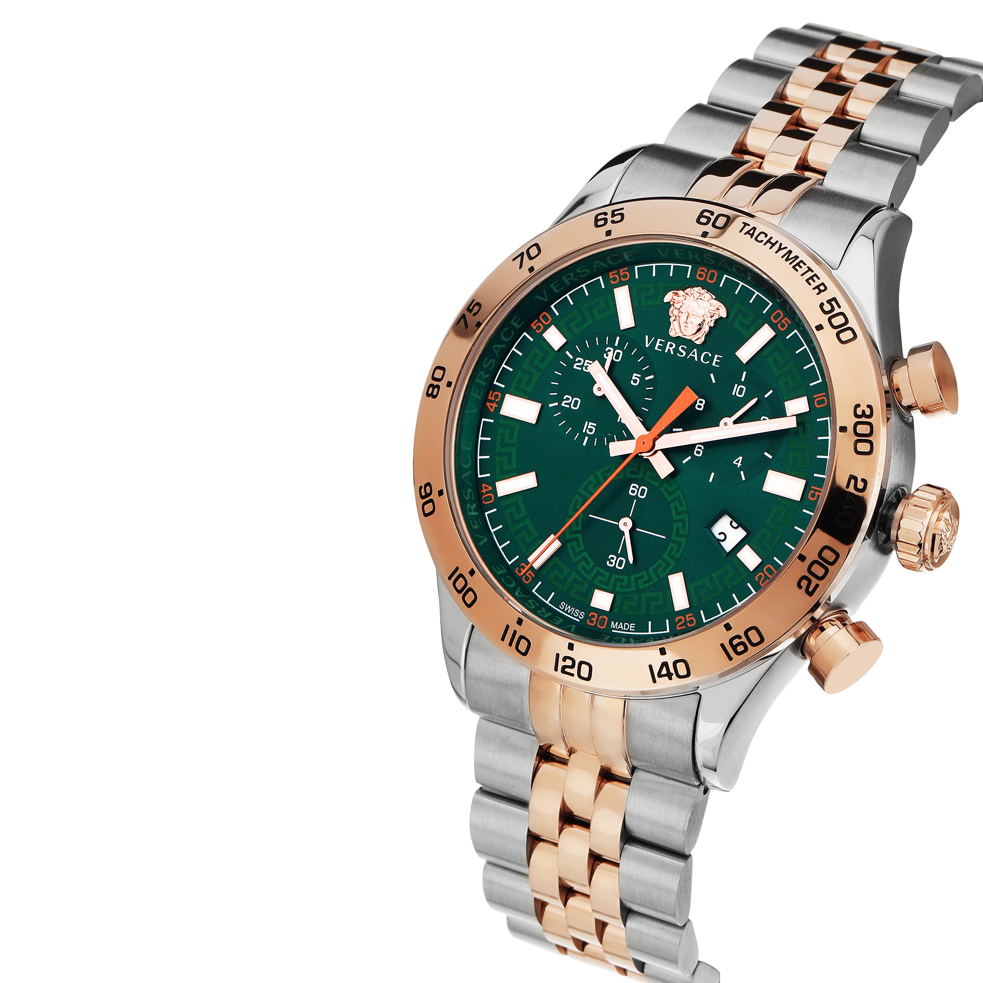 Versace Hellenyium Chr. Green Round Quartz Men Watch Watch Versace