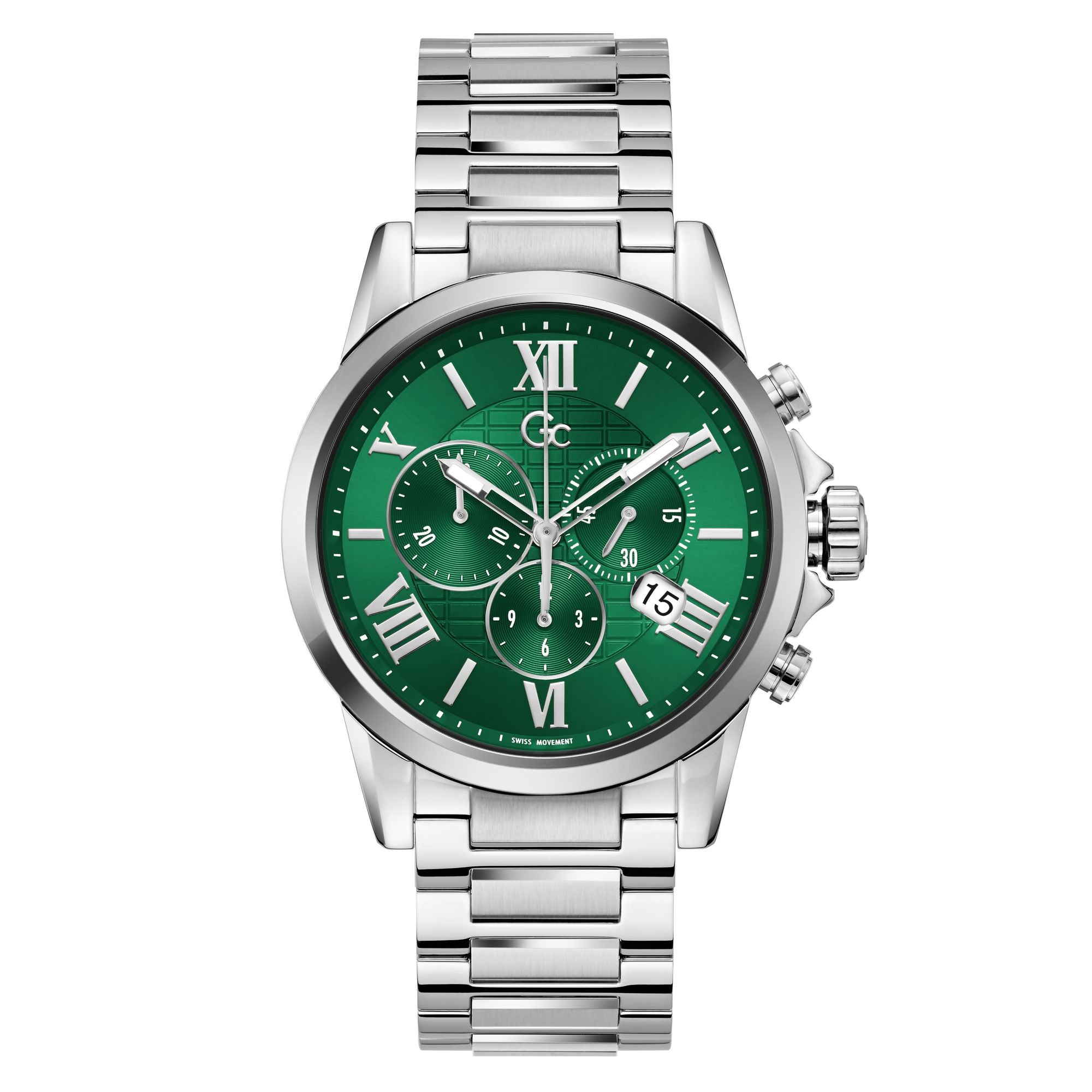 Gc Esquire Green Round Quartz Men Watch - Guess Collection Watch Gc