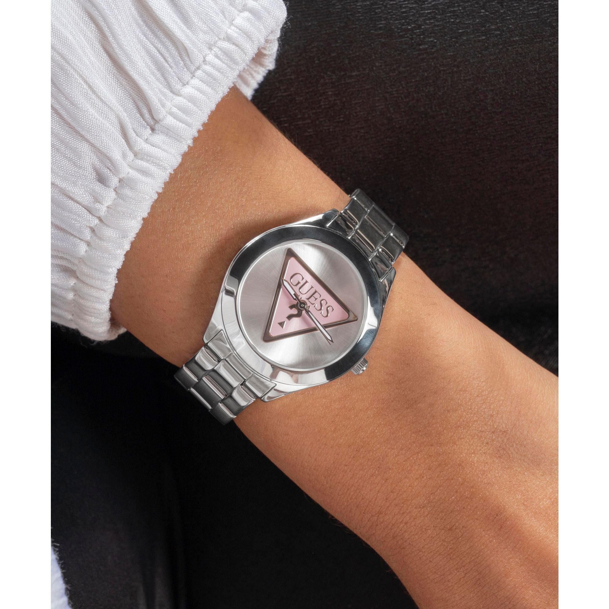 Guess Gt Tri Plaque Silver Tone Round Quartz Women Watch Watch Guess