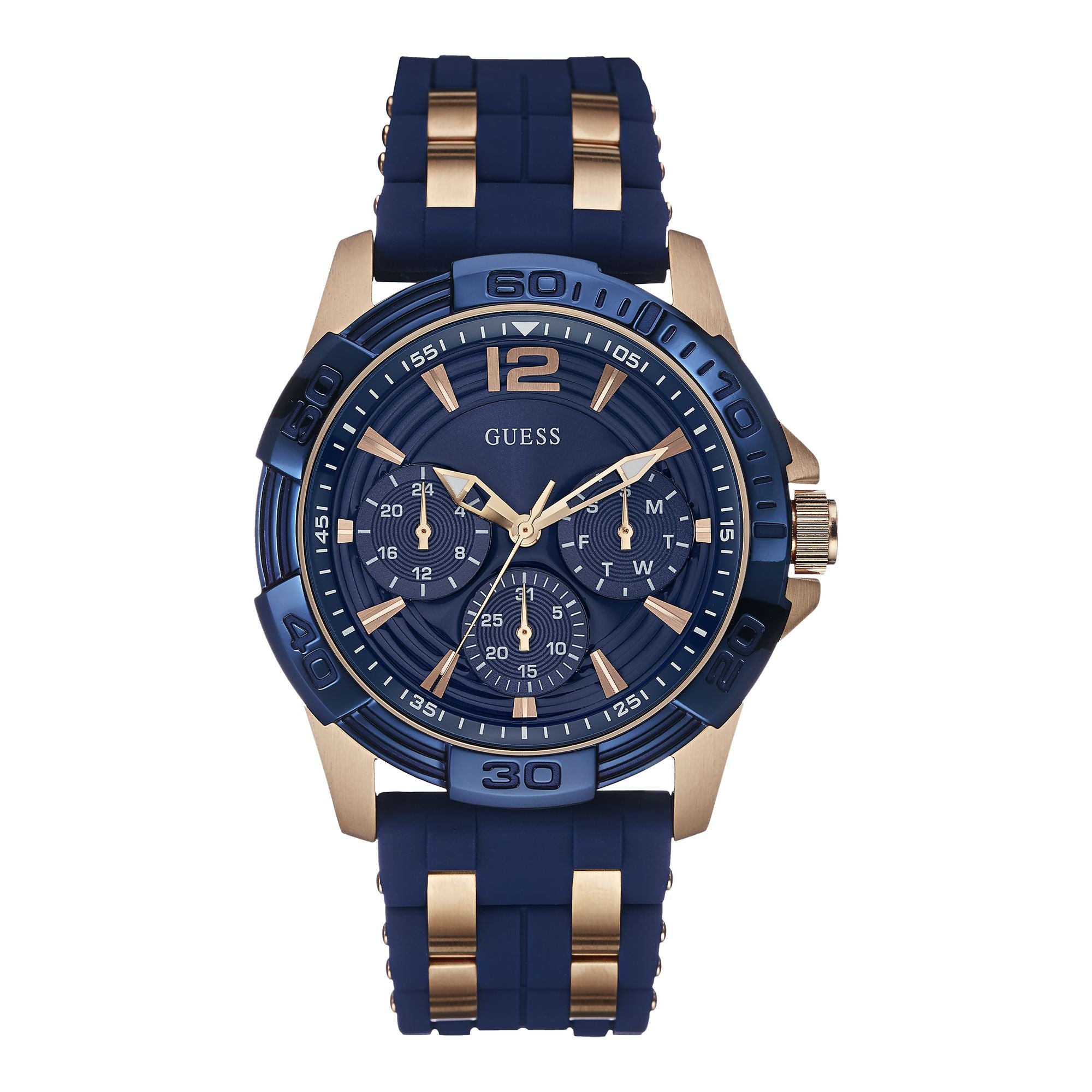 GUESS Blue Round Dial Analog Men's Watch - U0366G4 Watch Guess