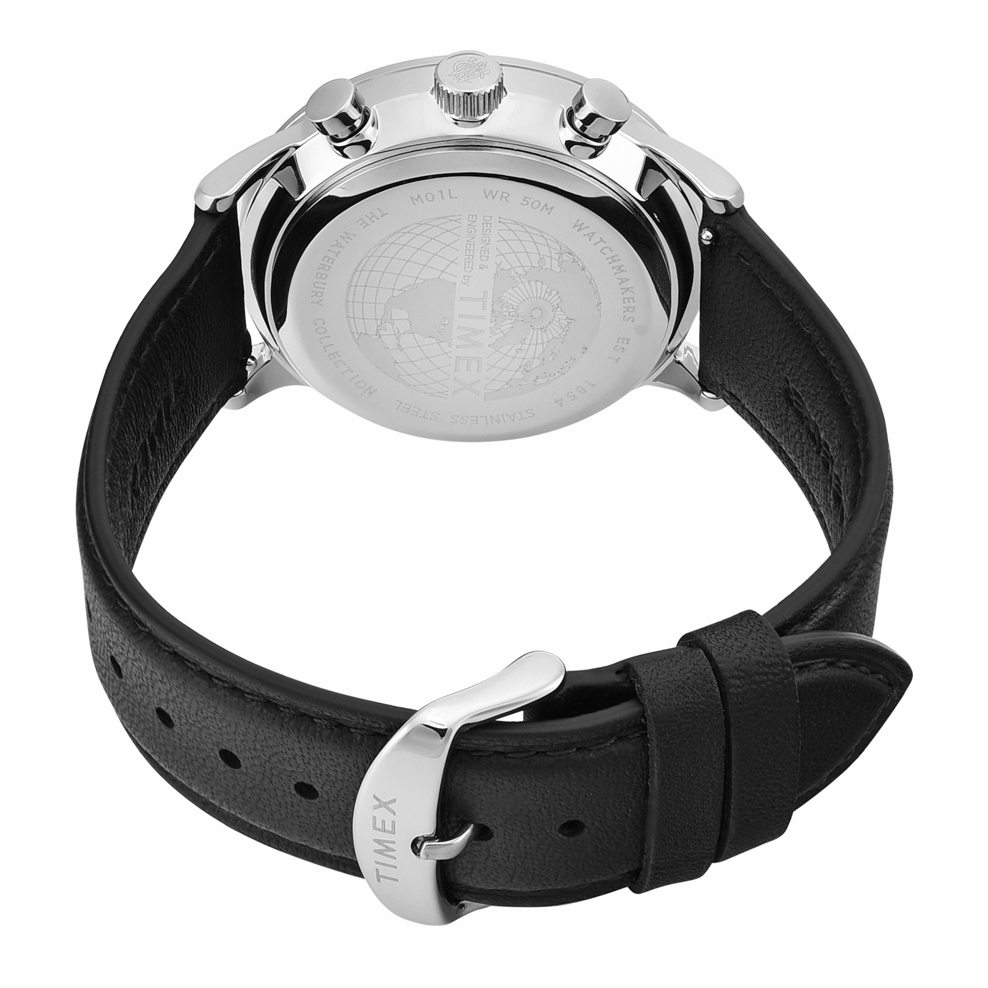 Timex Waterbury Leather White Round Quartz Men Watch