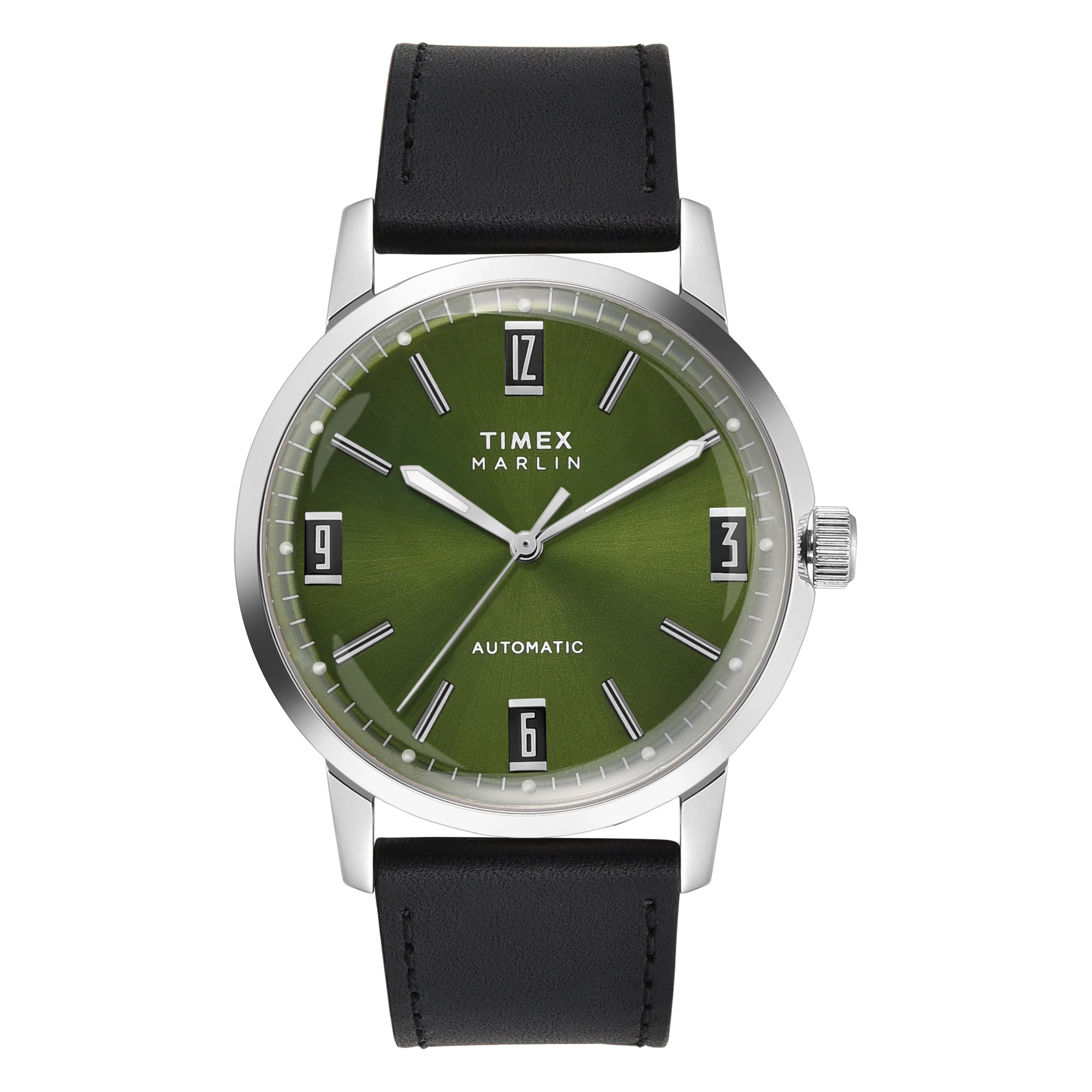 Timex Marlin Leather Green Round Mechanical Automatic Men Watch TWEG26700  At JUST WATCHES