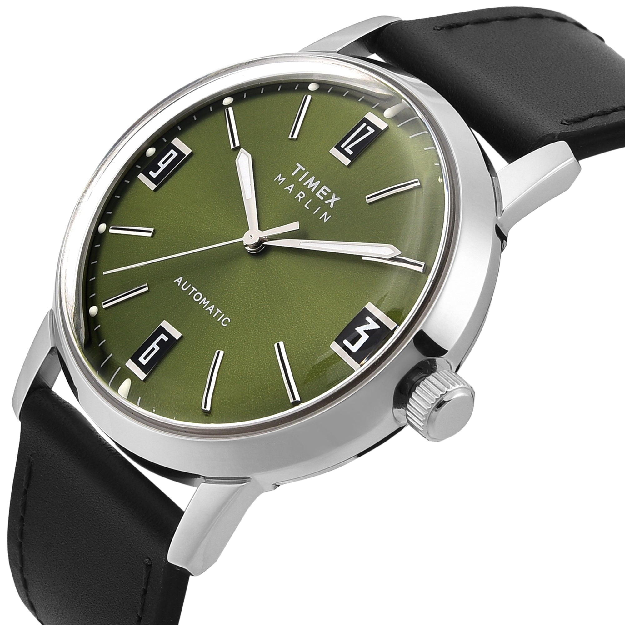 Timex Marlin Leather Green Round Mechanical Automatic Men Watch