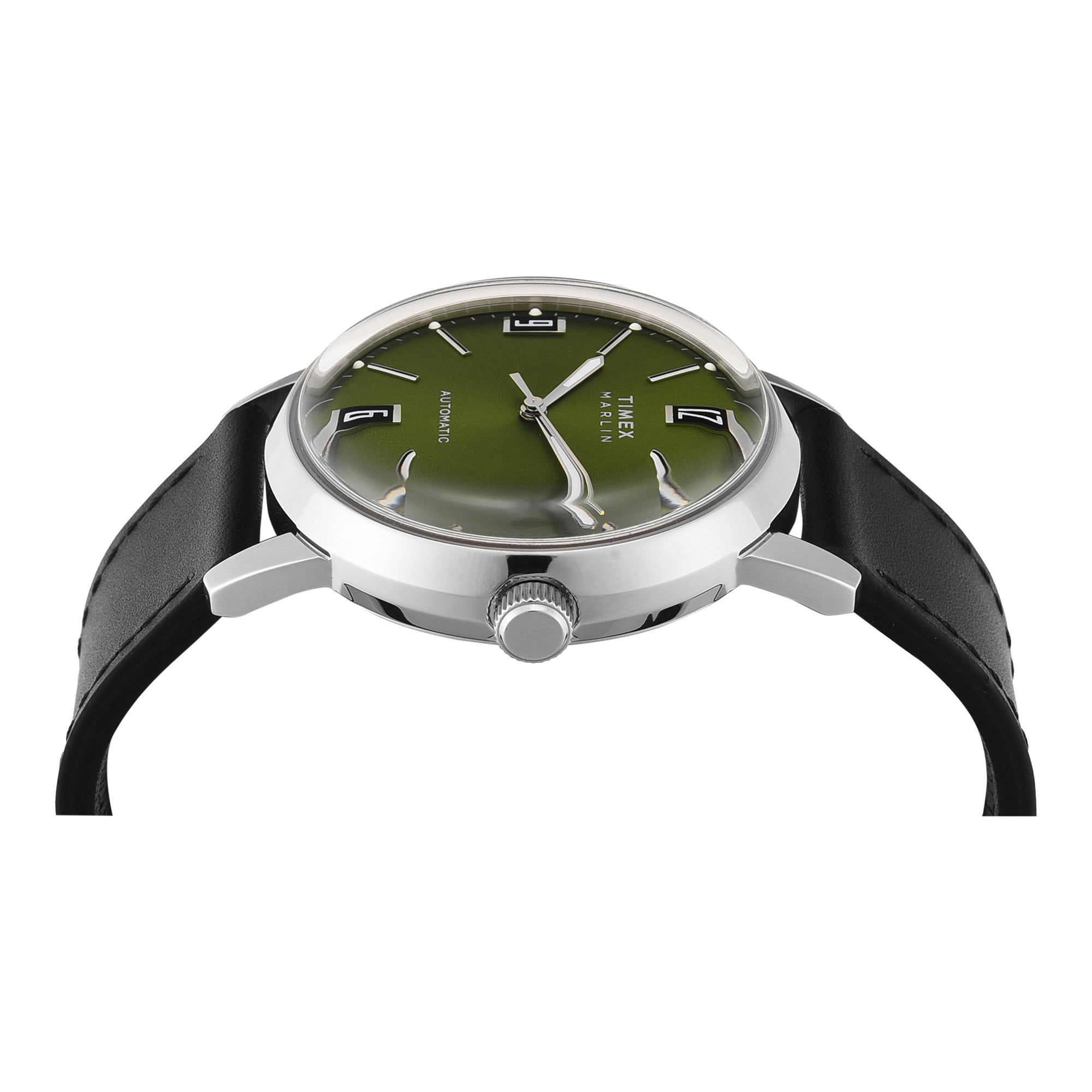 Timex Marlin Leather Green Round Mechanical Automatic Men Watch