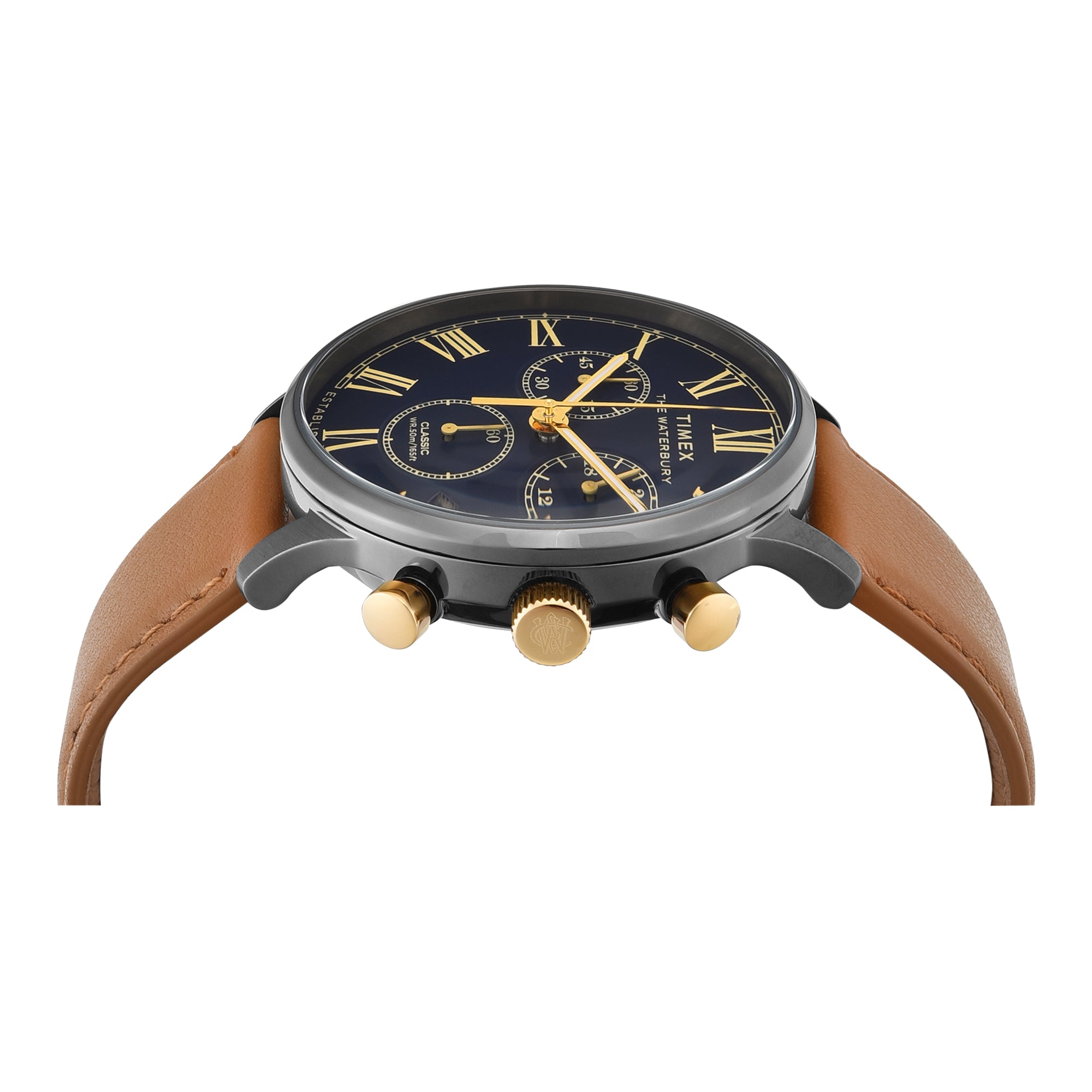 Timex Waterbury Leather Blue Round Quartz Men Watch