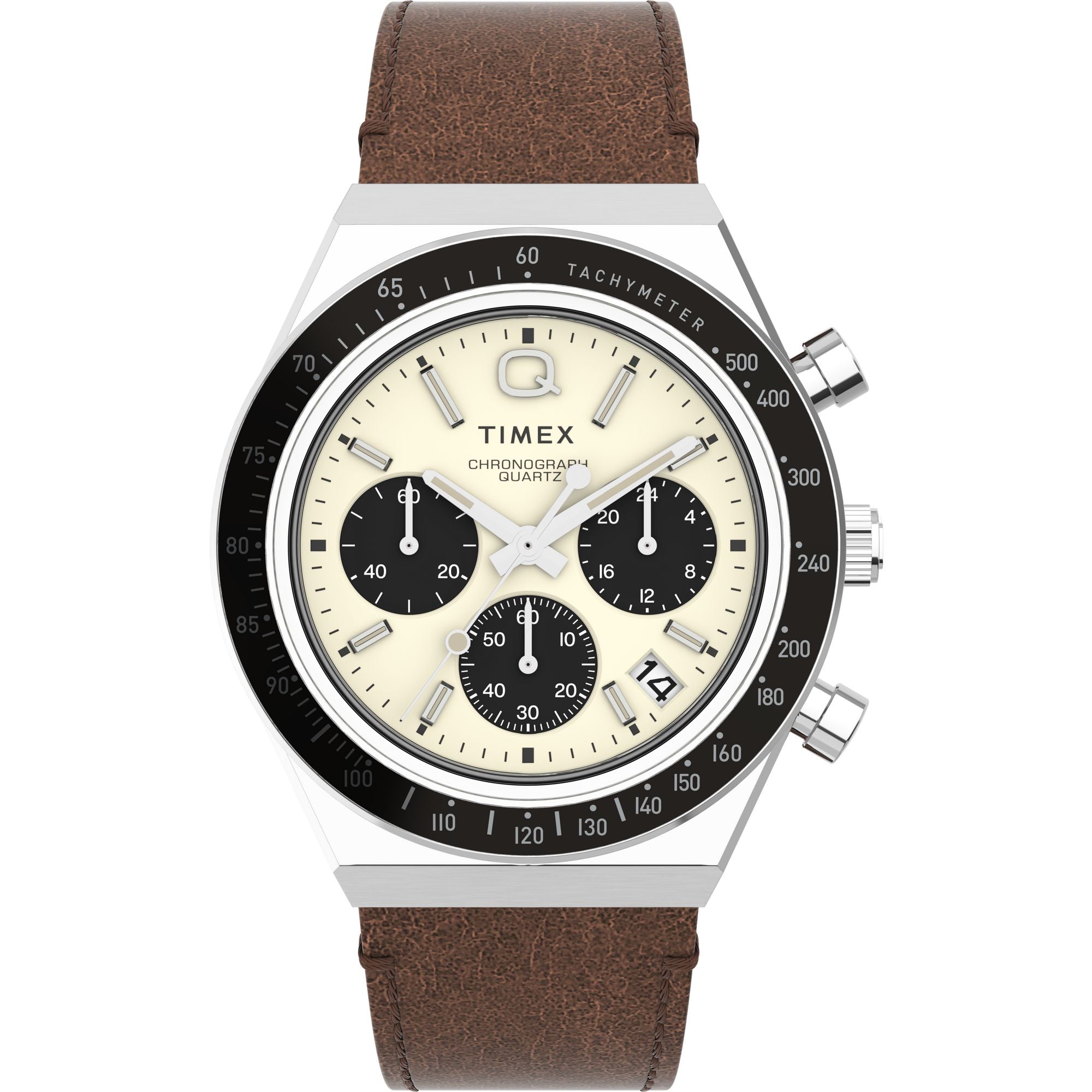 Q Timex Leather Beige Round Quartz Men Watch TWEG26401 At JUST WATCHES