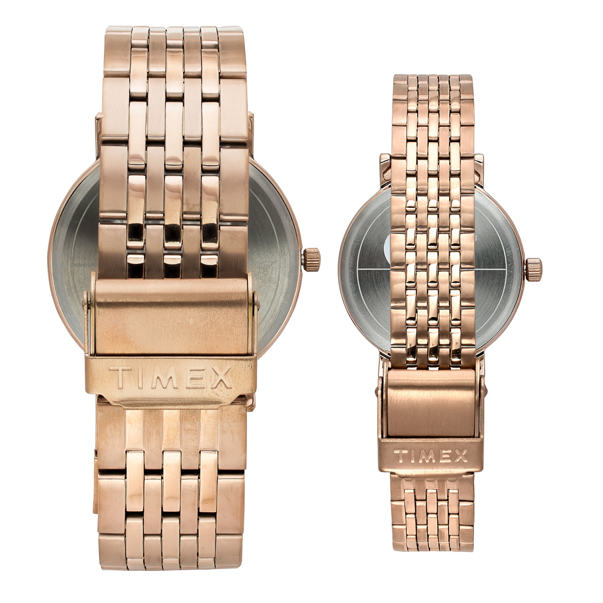 Timex  Silver Round Quartz Pair Watch