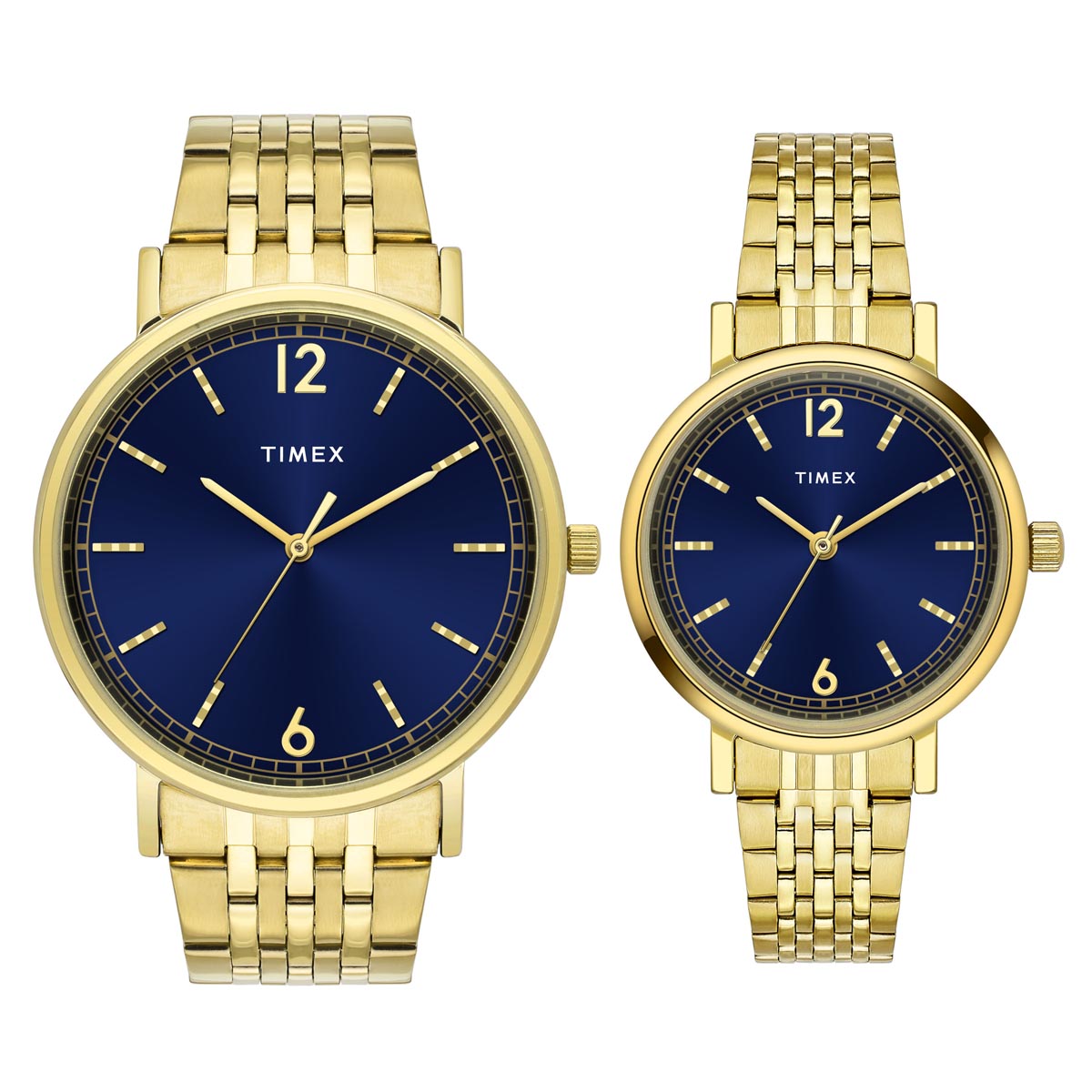 Timex  Blue Round Quartz Pair Watch