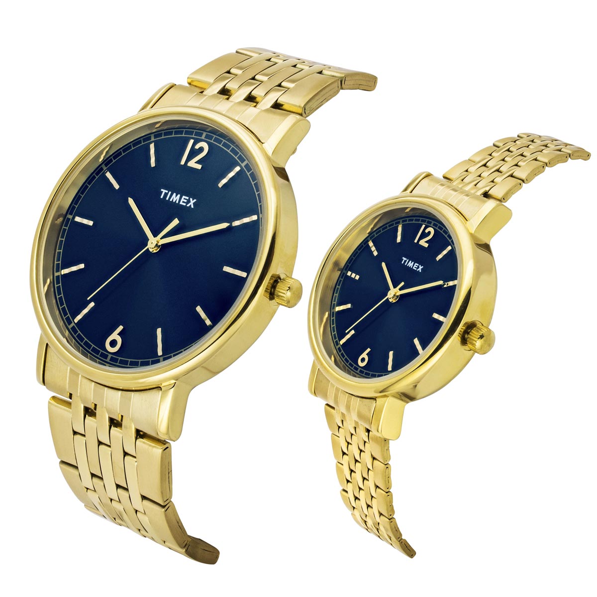 Timex  Blue Round Quartz Pair Watch