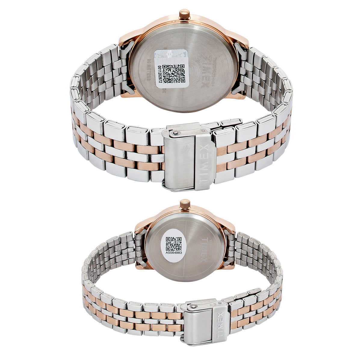 Timex  Silver Round Quartz Pair Watch