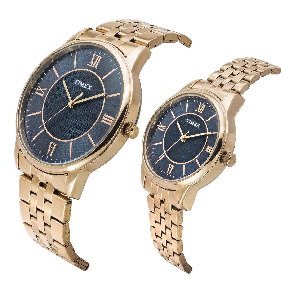 Timex  Blue Round Quartz Pair Watch