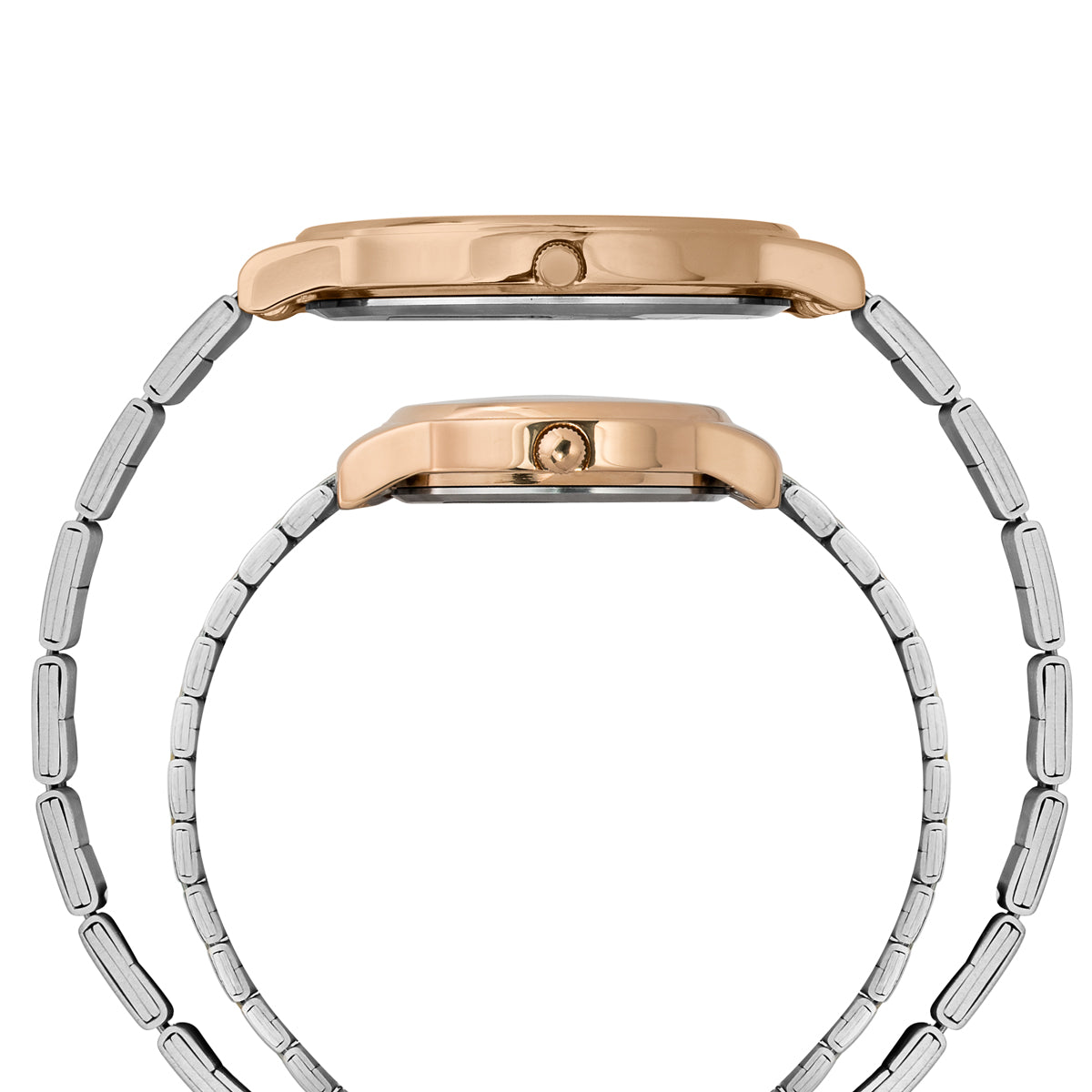 Timex  Silver Round Quartz Pair Watch