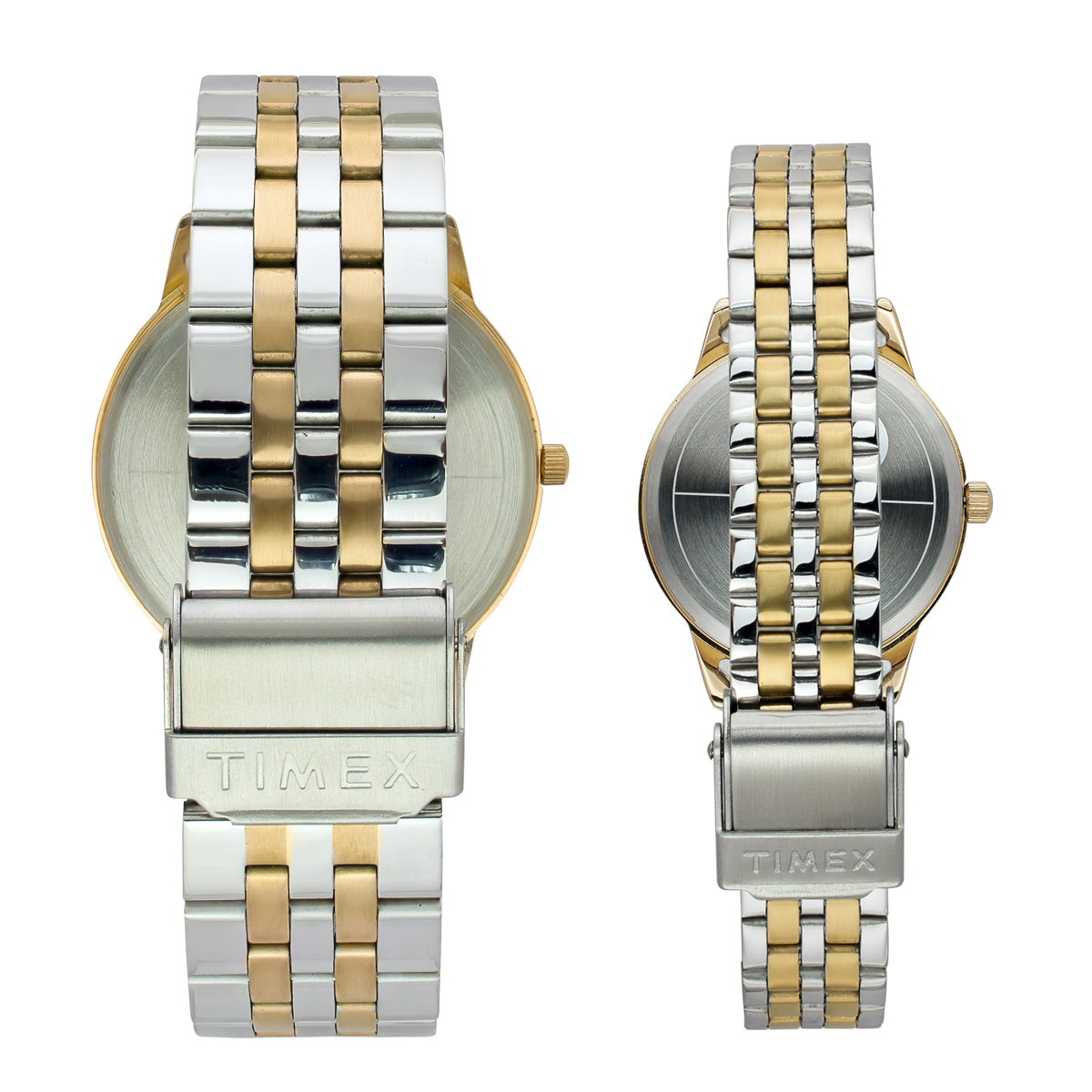 Timex  Champagne Round Quartz Pair Watch