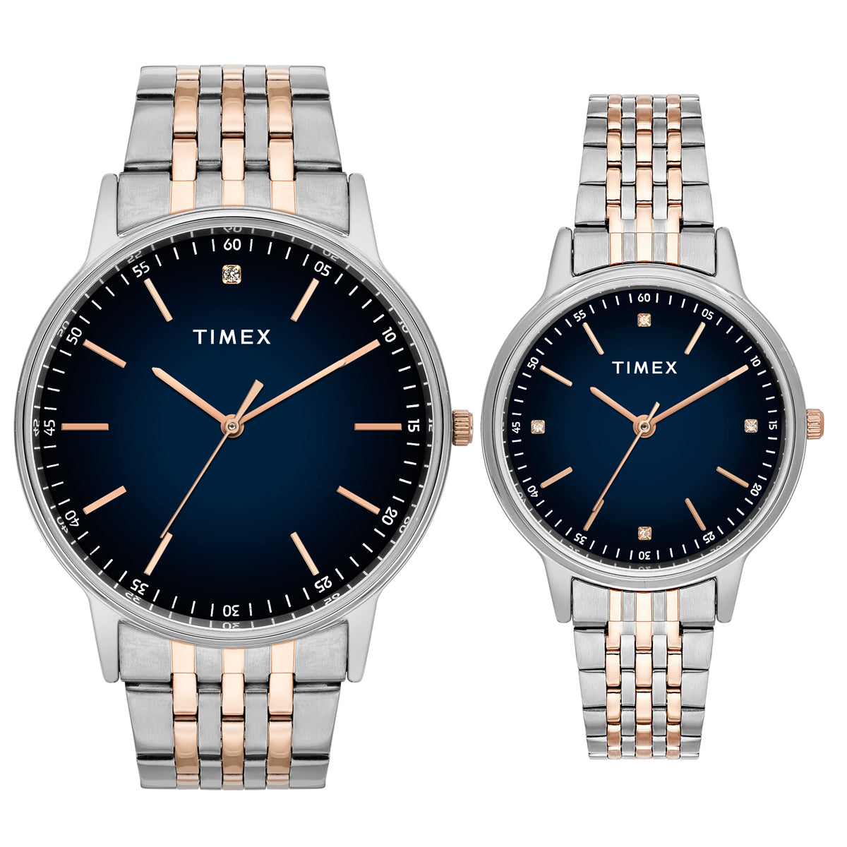 Timex Trendline Round 21mm Blue Dial Analog Pair Watch - TW00PR330