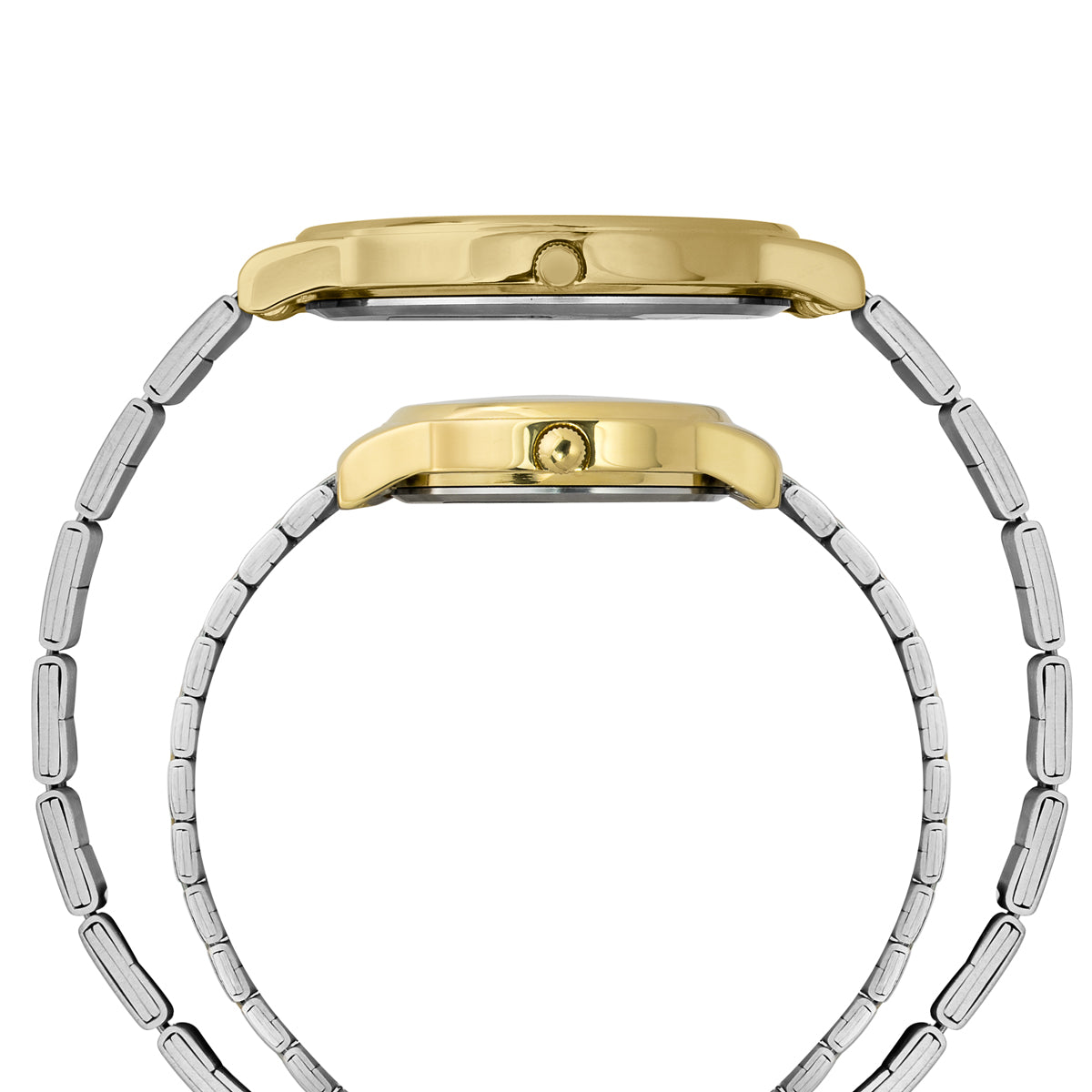 Timex  Champagne Round Quartz Pair Watch