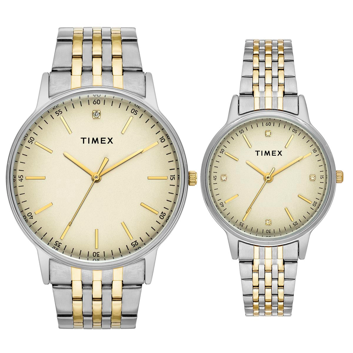 Timex Trendline Round 42mm Tan Dial Analog Pair Watch - TW00PR329 Watch Timex