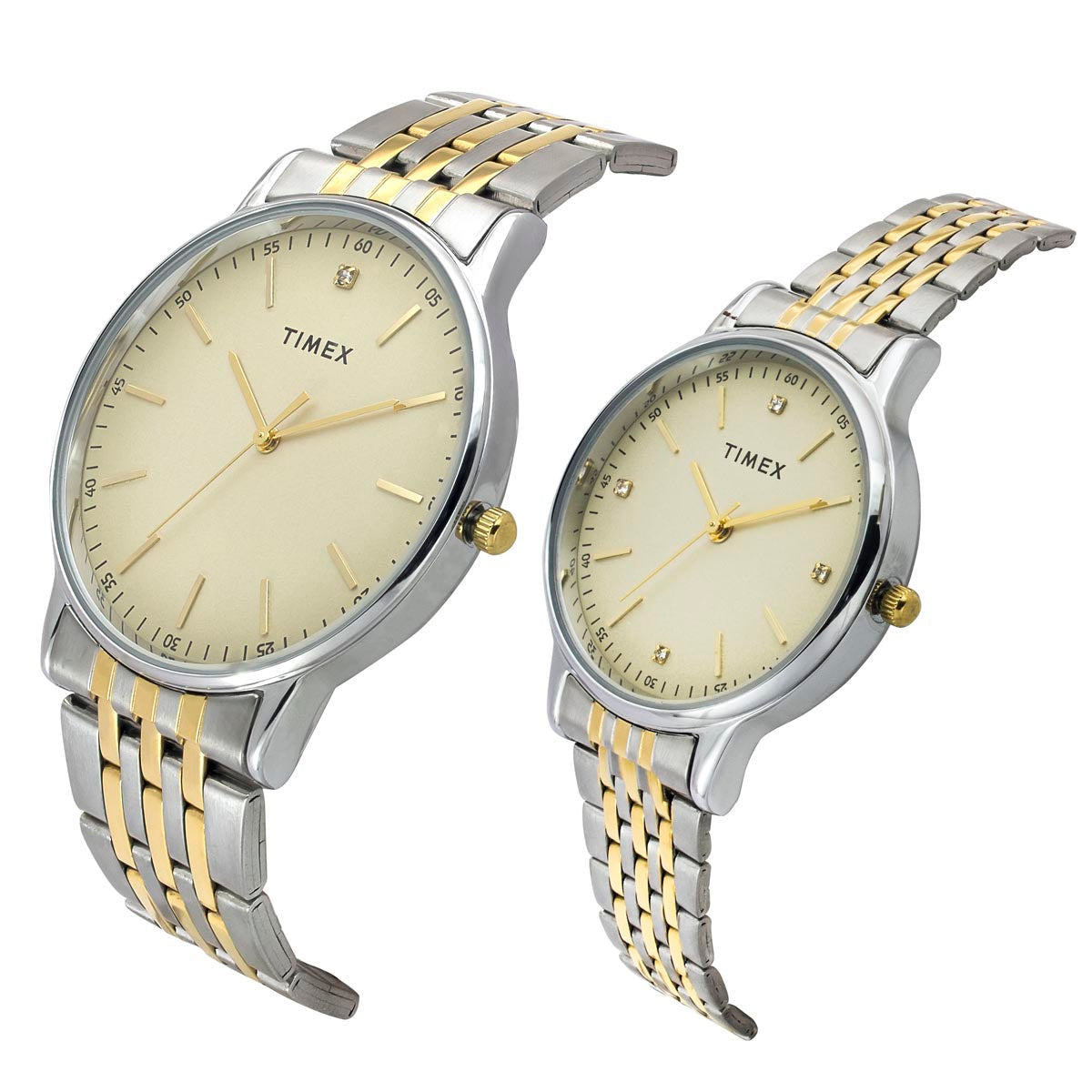 Timex Trendline Round 42mm Tan Dial Analog Pair Watch - TW00PR329