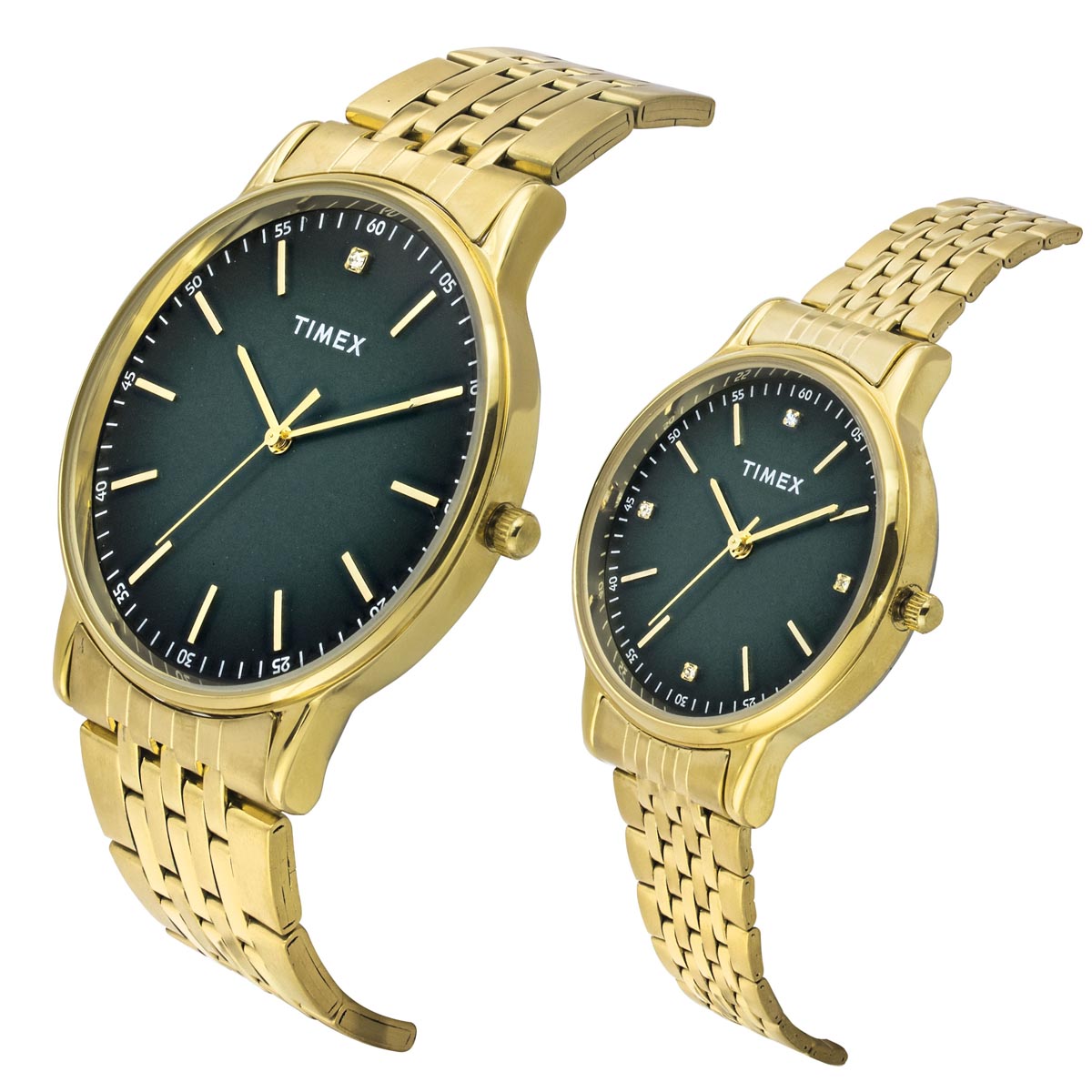 Timex Trendline Round 42mm Green Dial Analog Pair Watch - TW00PR327
