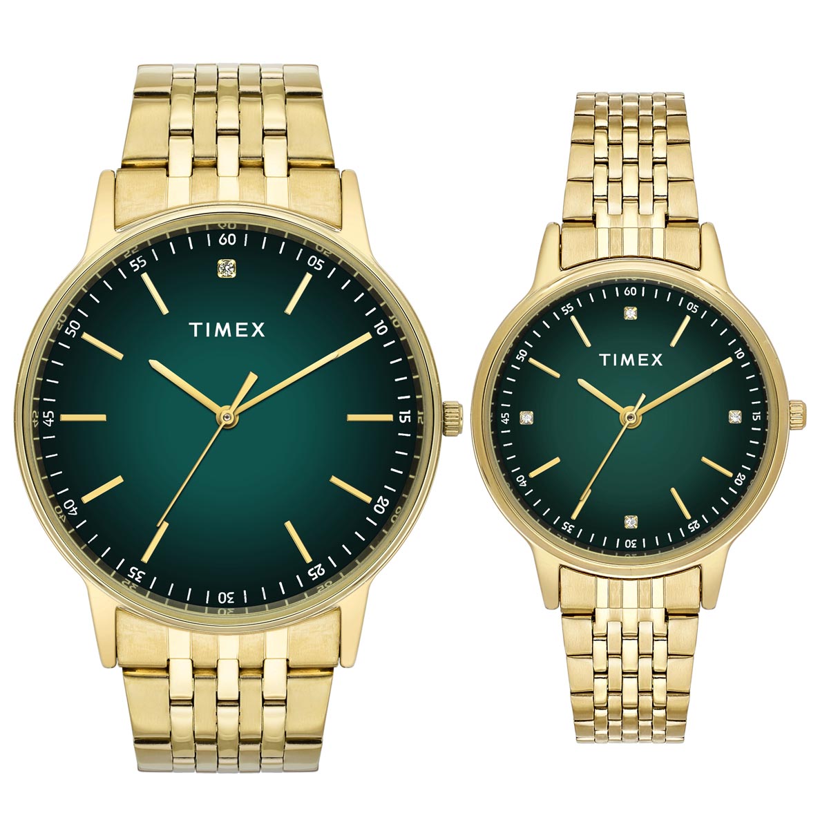 Timex Trendline Round 42mm Green Dial Analog Pair Watch - TW00PR327