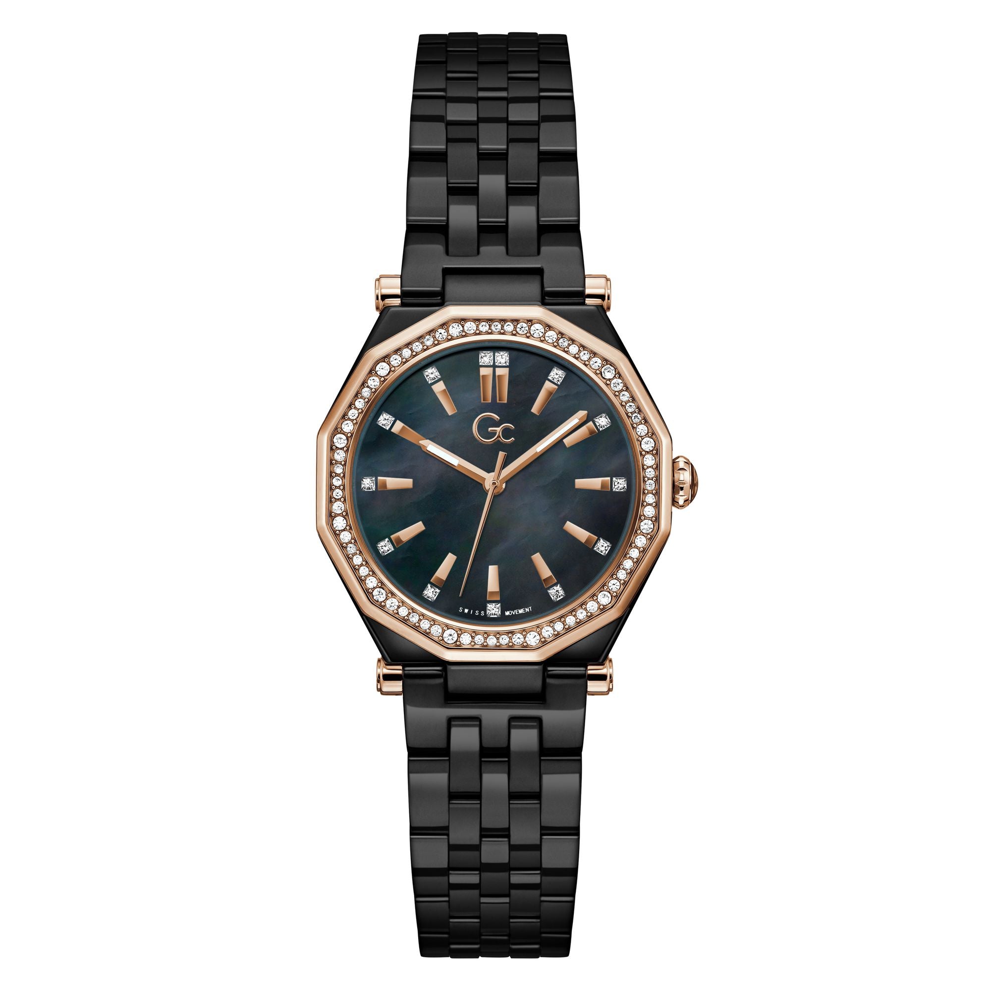 Gc Gleam Black Round Quartz Women Watch - Guess Collection