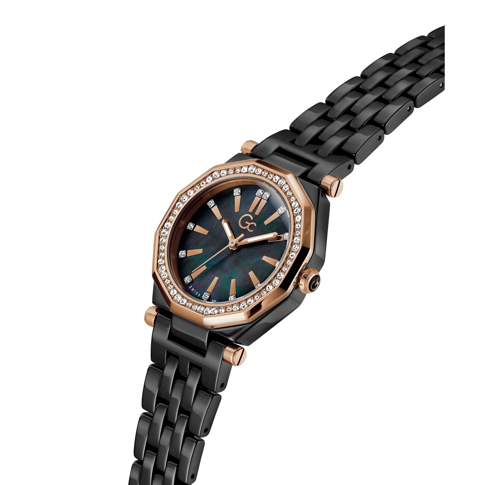 Gc Gleam Black Round Quartz Women Watch - Guess Collection