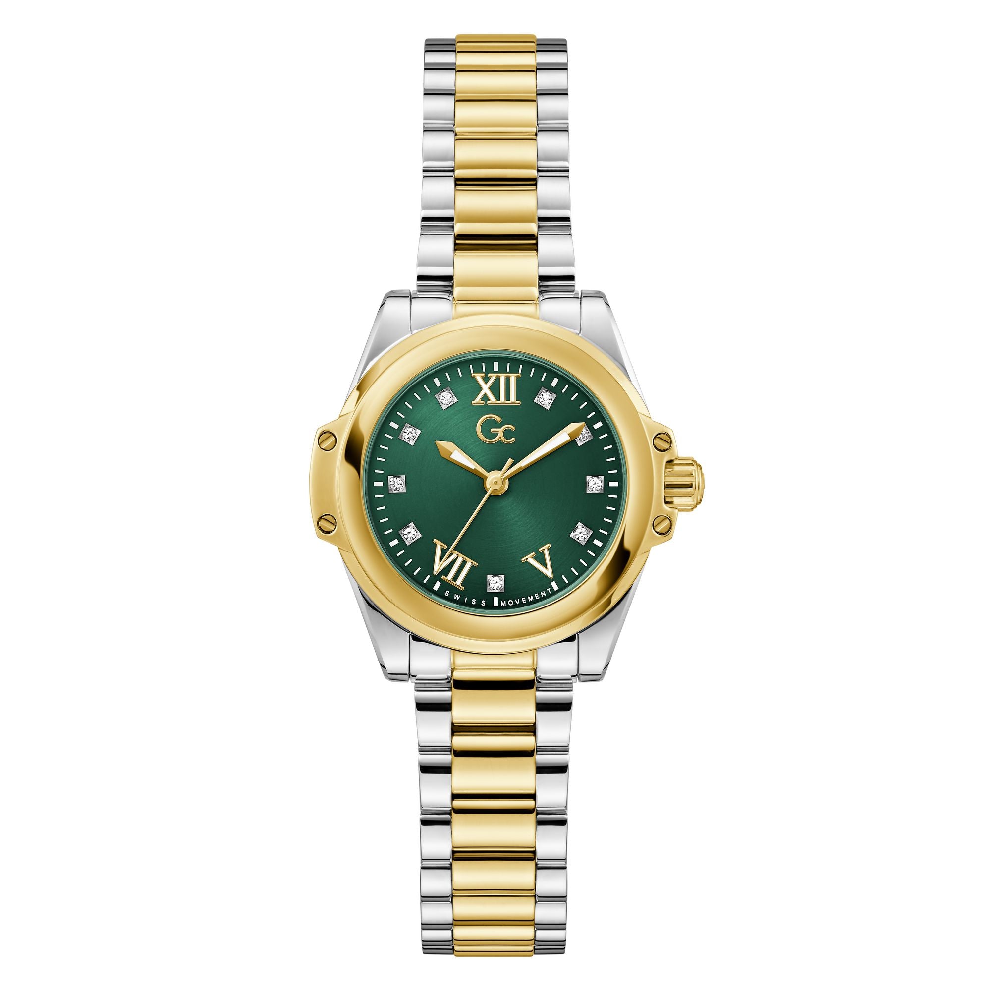 Gc Bolt Lady Green Round Quartz Women Watch - Guess Collection