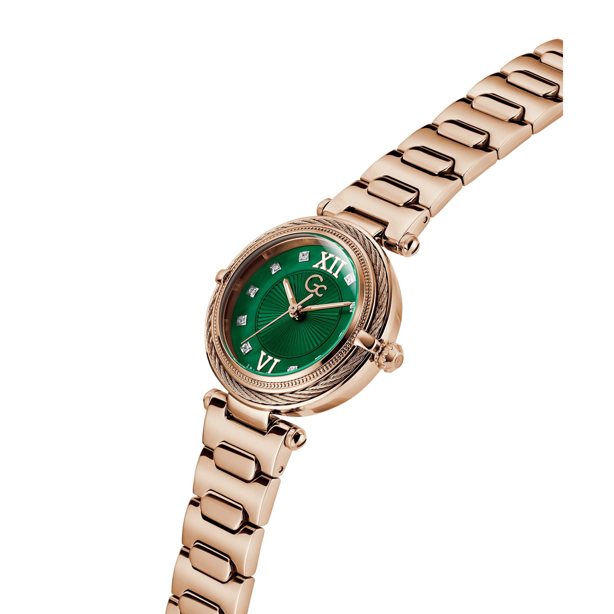 Gc Vogue Cable Green Round Quartz Women Watch - Guess Collection