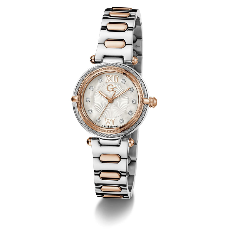 Gc Vogue Cable White Round Quartz Women Watch - Guess Collection Watch Gc