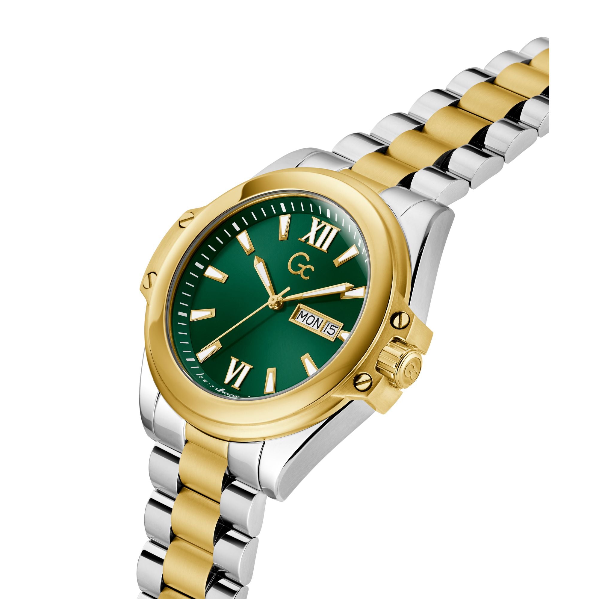 Gc Bolt Green Round Quartz Men Watch - Guess Collection Watch Gc