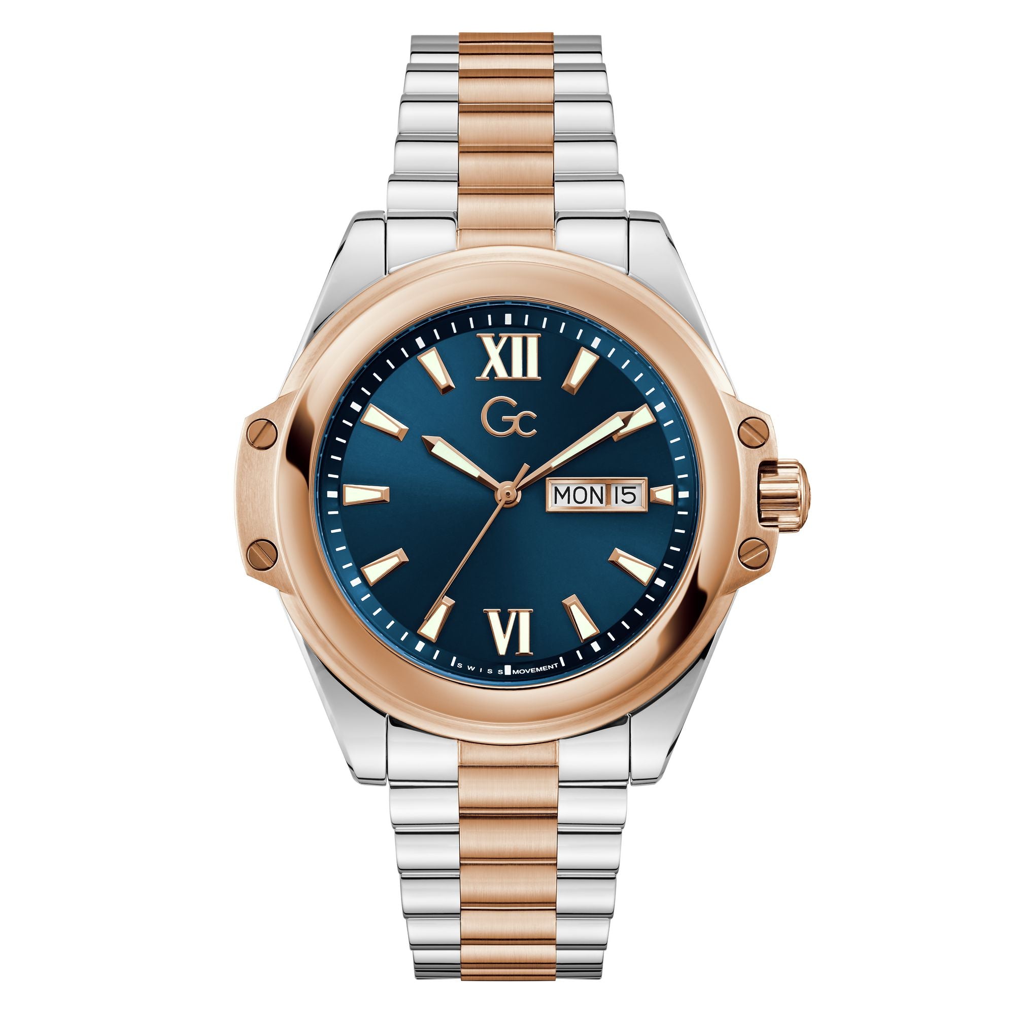 Gc Bolt Blue Round Quartz Men Watch - Guess Collection Watch Gc