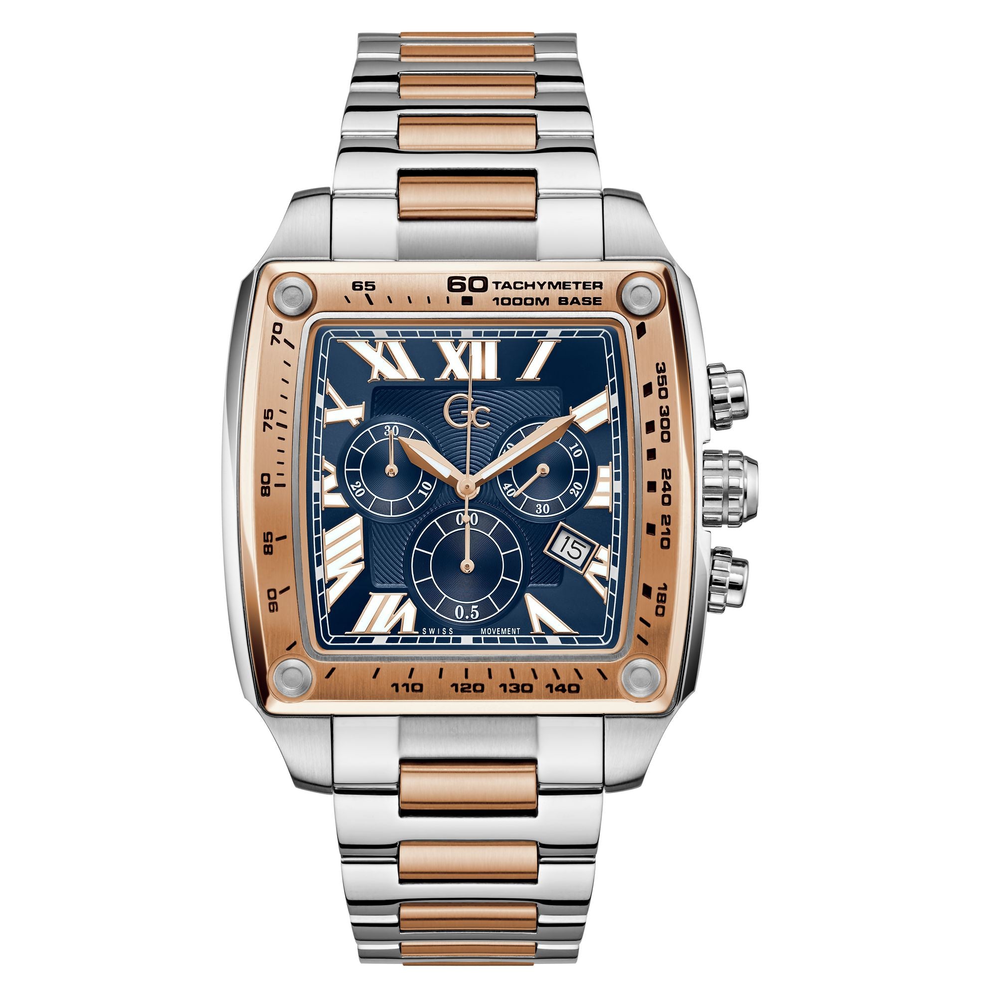 Gc Retrofit Blue Square Quartz Men Watch - Guess Collection Watch Gc