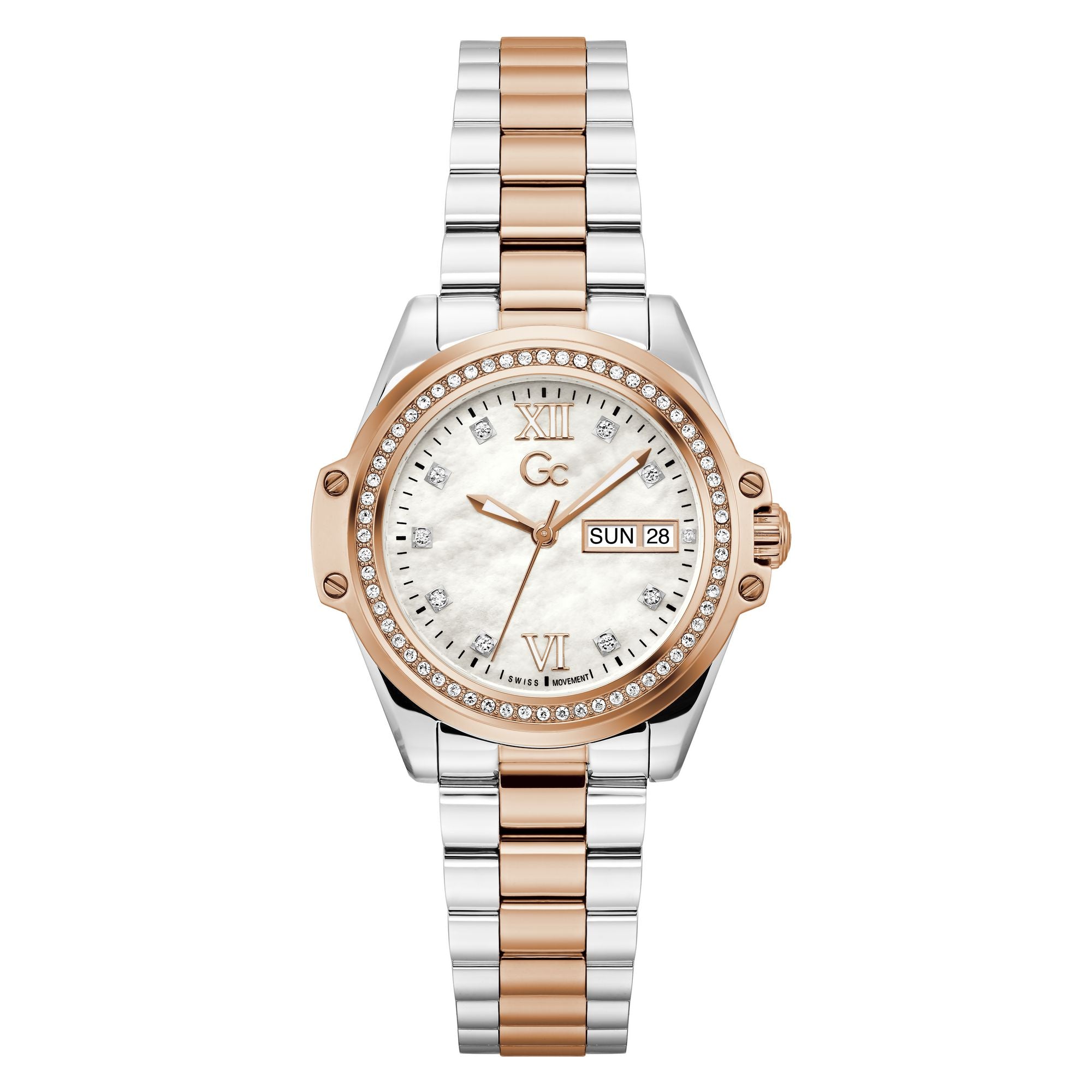 Gc Bolt Lady White Round Quartz Women Watch - Guess Collection Watch Gc