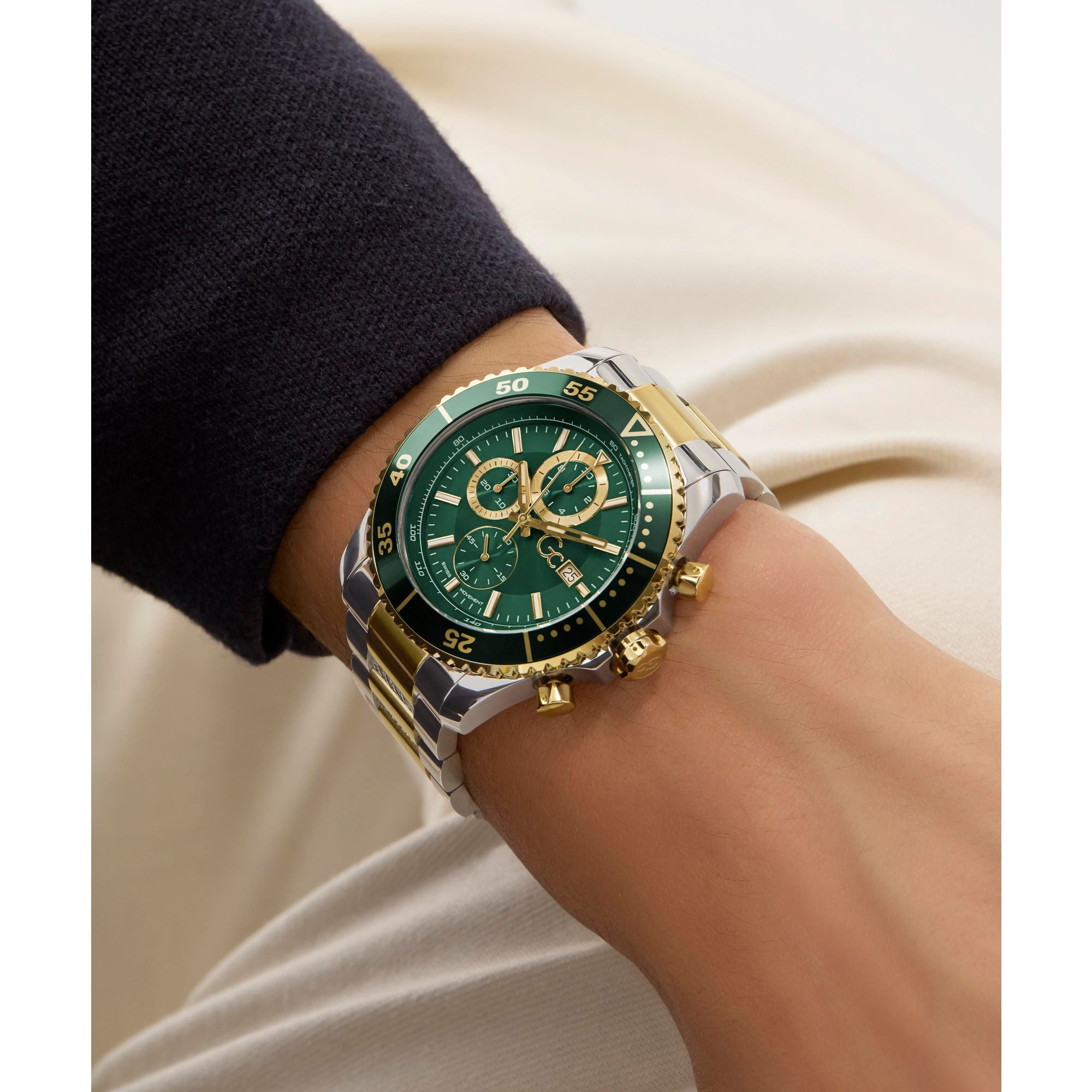 Gc Speedracer Green Round Quartz Men Watch - Guess Collection Watch Gc