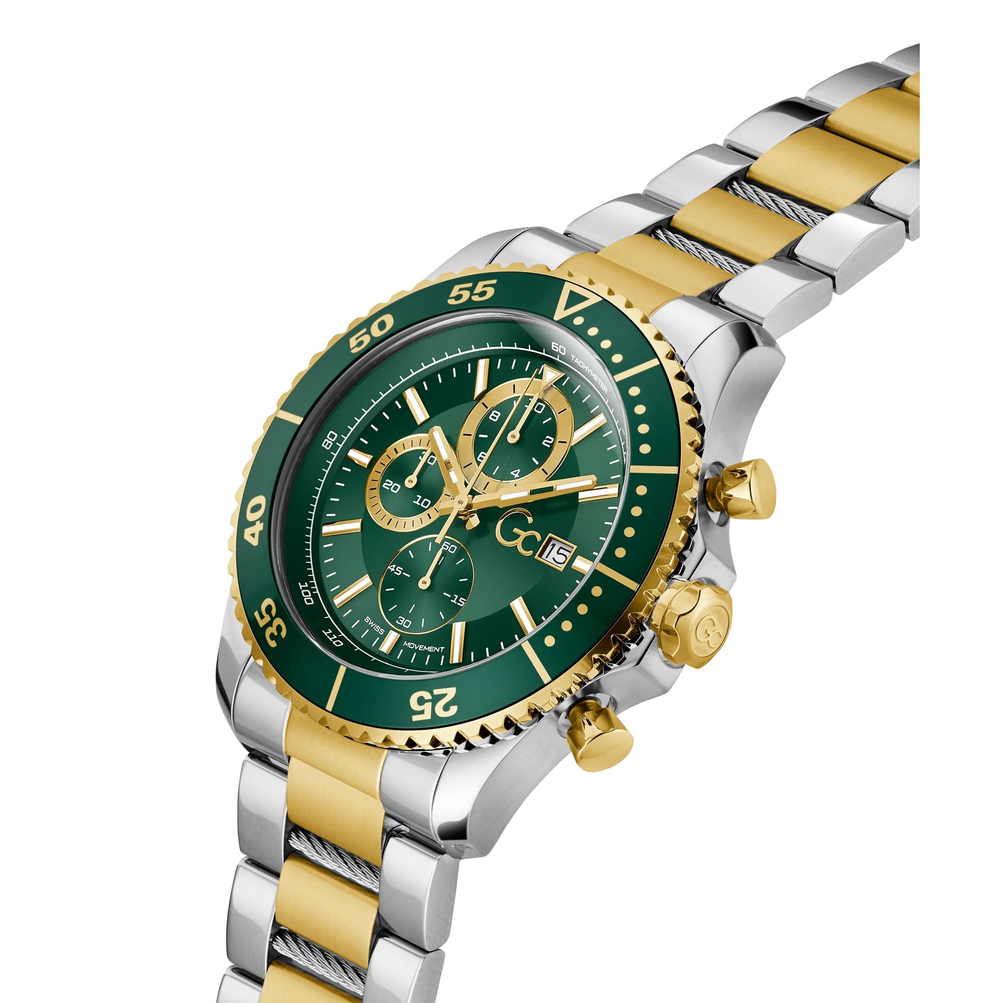 Gc Speedracer Green Round Quartz Men Watch - Guess Collection Watch Gc