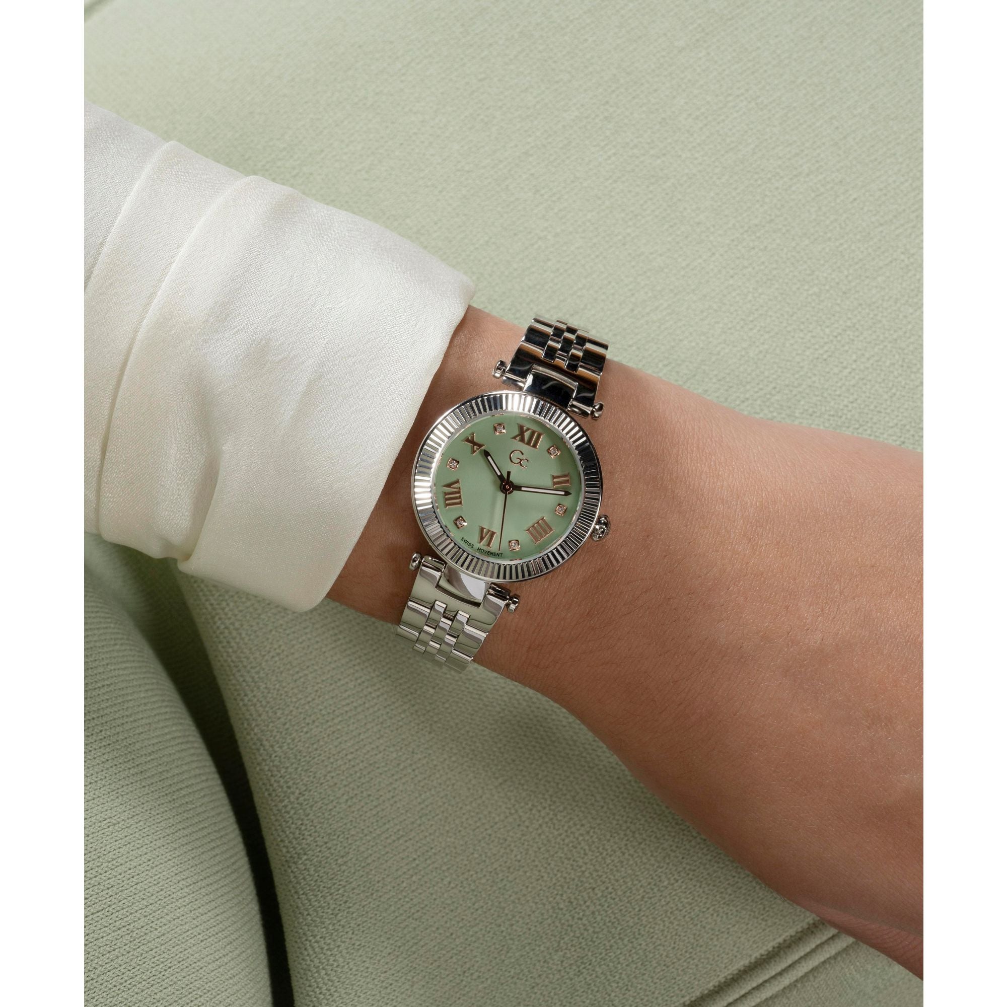 Gc Flair Green Round Quartz Women Watch - Guess Collection Watch Gc