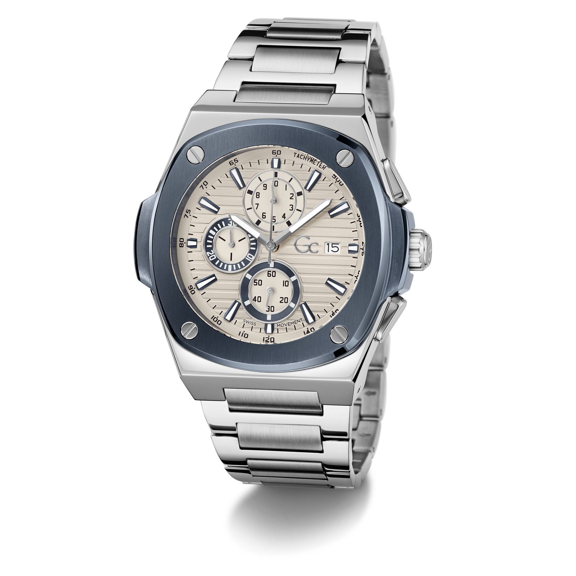 Gc Coussin Beige Coussin Quartz Men Watch - Guess Collection