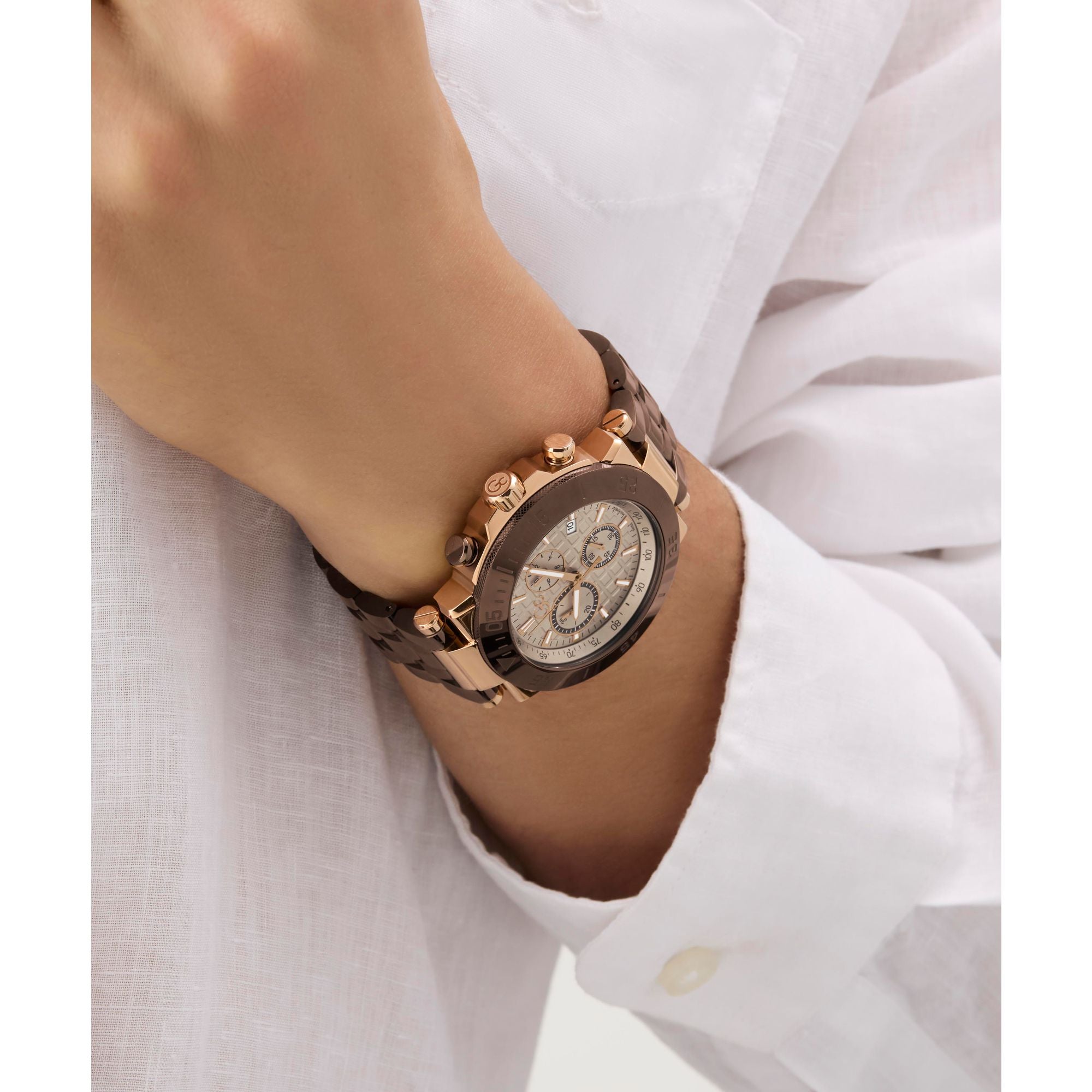 Gc One Sport Beige Round Quartz Men Watch - Guess Collection