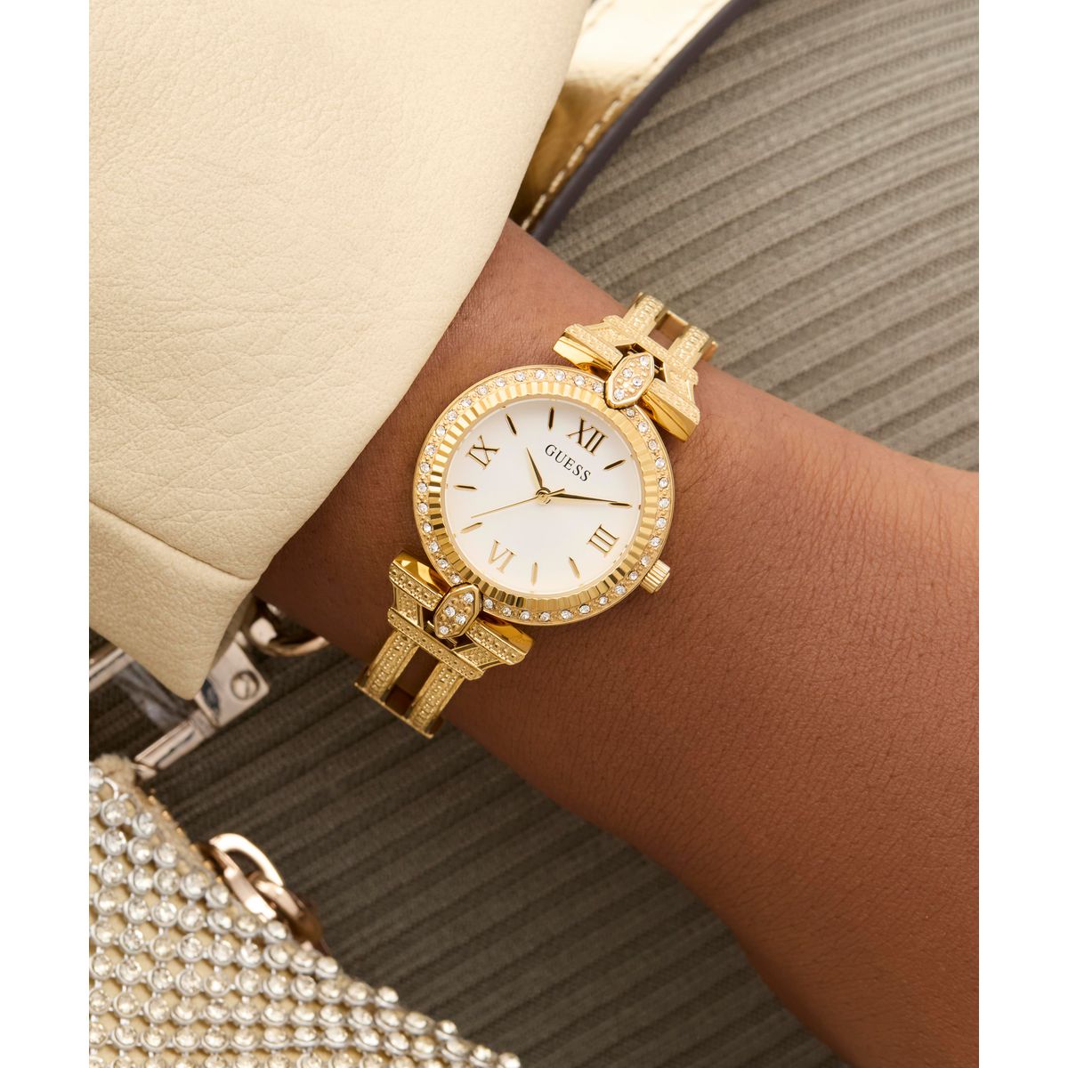 Guess Gb Delphine White Round Quartz Women Watch