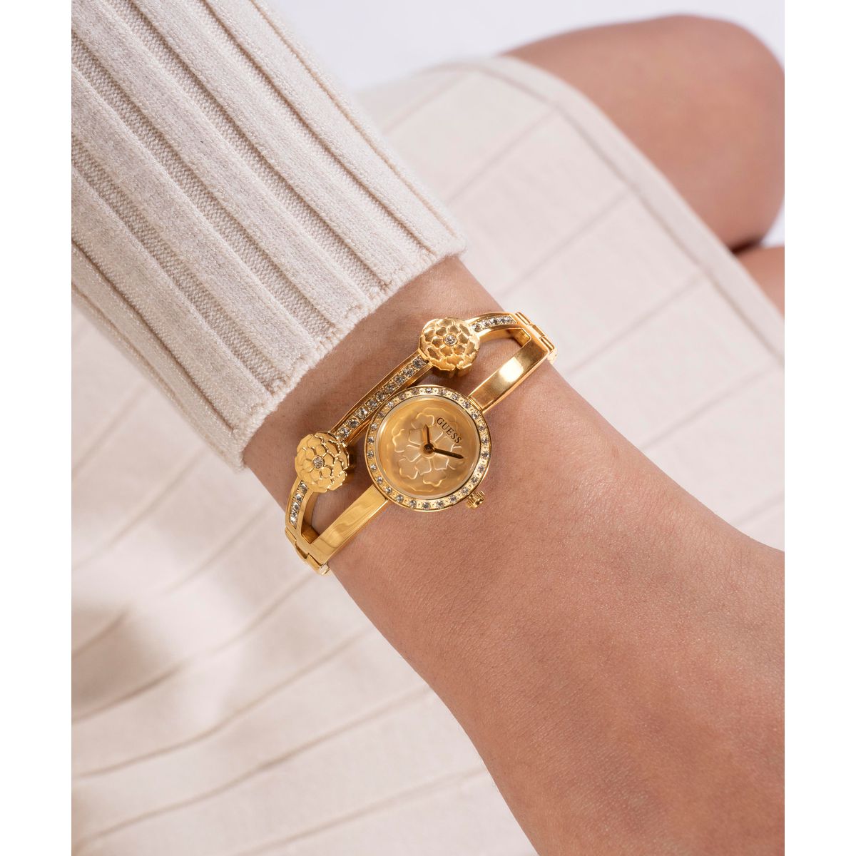 Guess Gb Chloe Champagne Round Quartz Women Watch Watch Guess