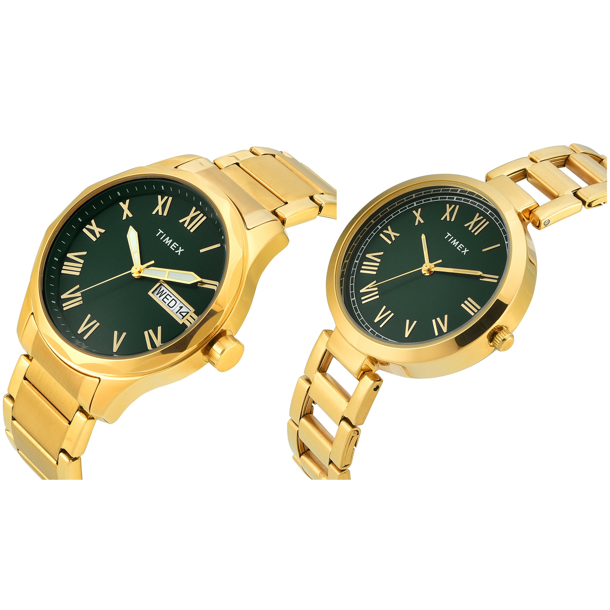Timex Trendline Round 44mm Green Dial Analog Pair Watch - TW00PR339