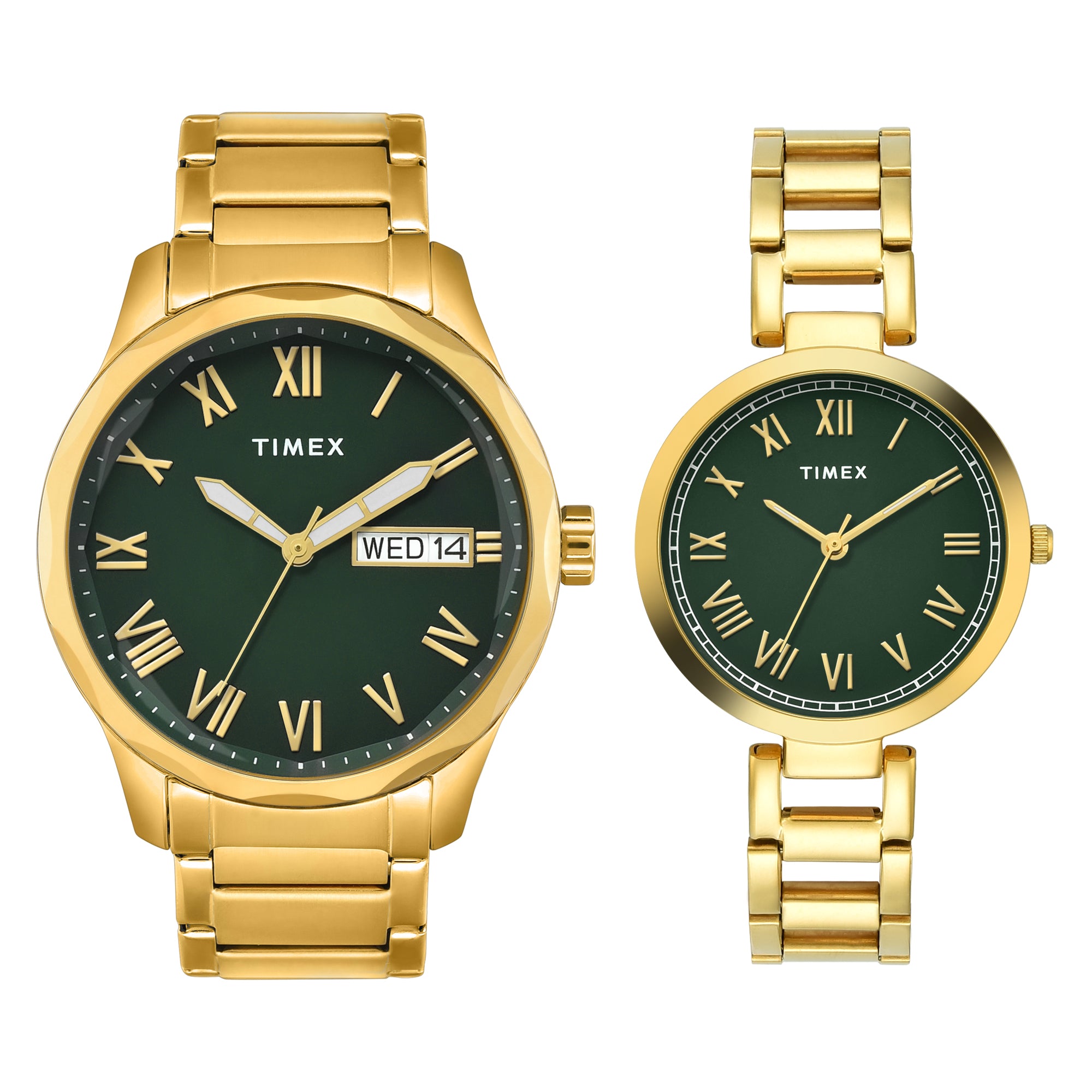 Timex Trendline Round 44mm Green Dial Analog Pair Watch - TW00PR339 Watch Timex