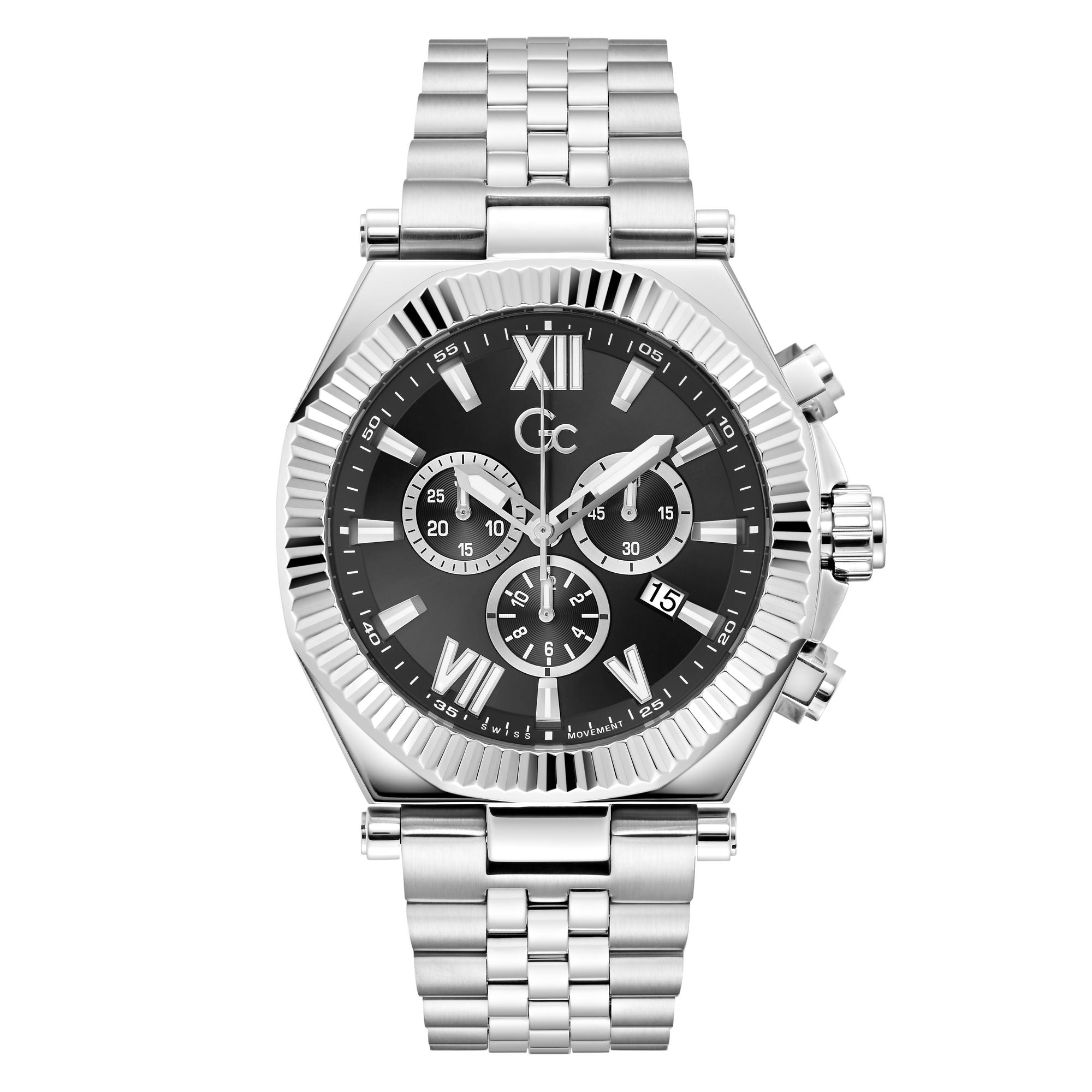 Gc Atlas Black Round Quartz Men Watch