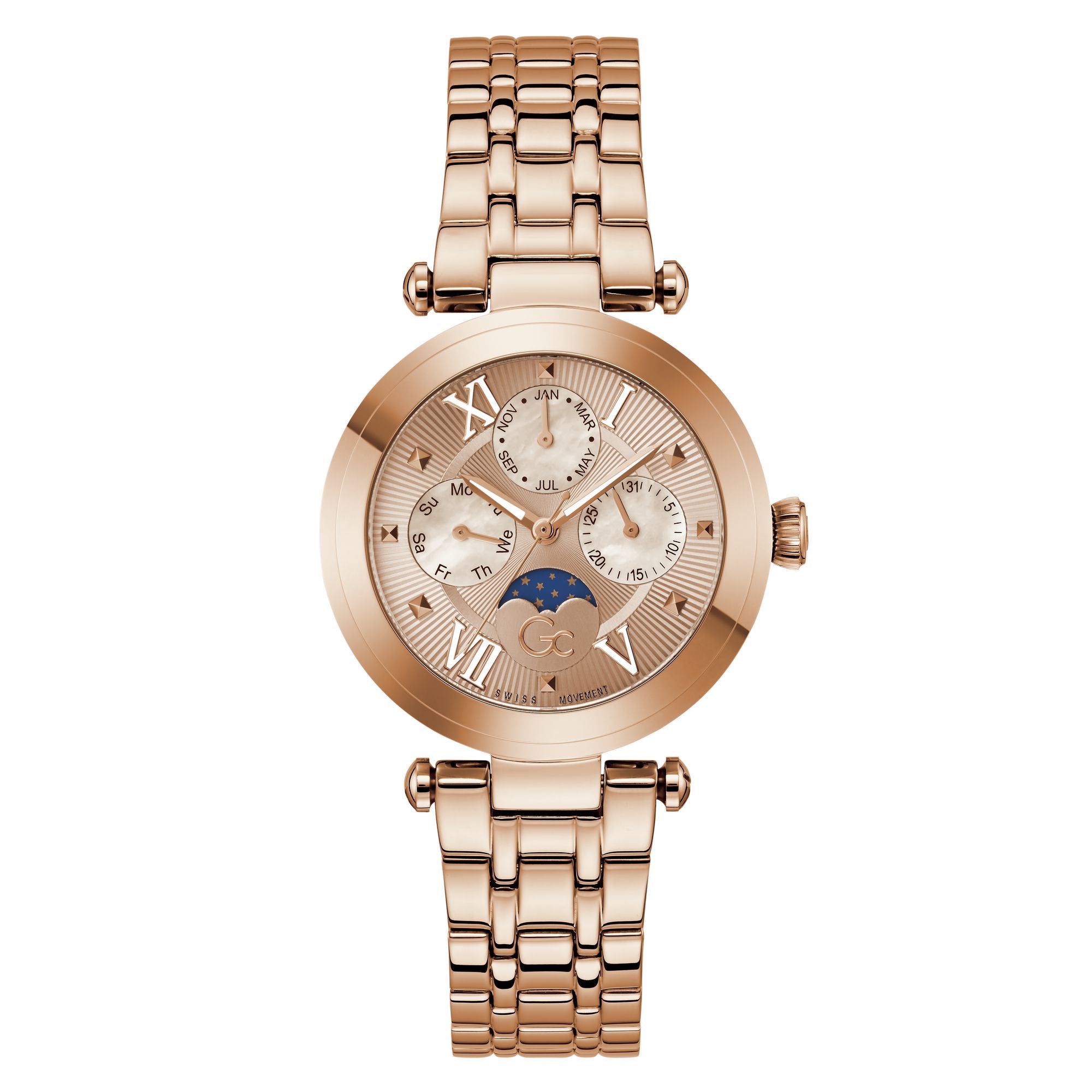 Gc Topchic Rose Gold Round Quartz Women Watch Watch Gc