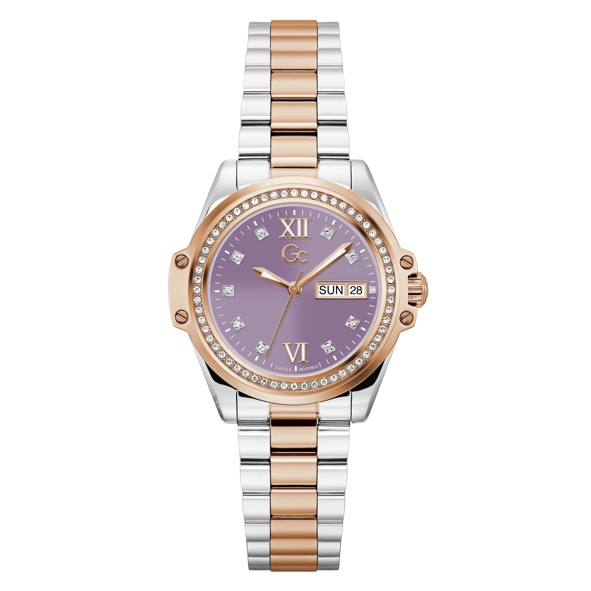 Gc Bolt Lady Purple Round Quartz Women Watch Watch Gc